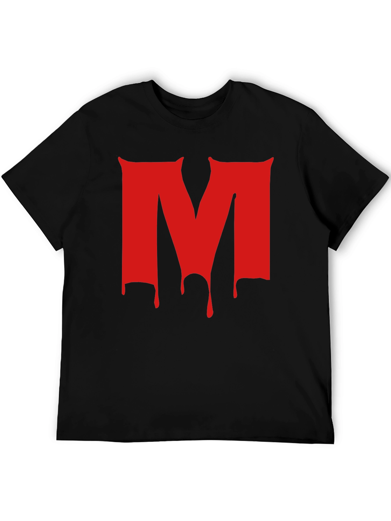 Black Red Dripping M Letter Black T-Shirt view 5