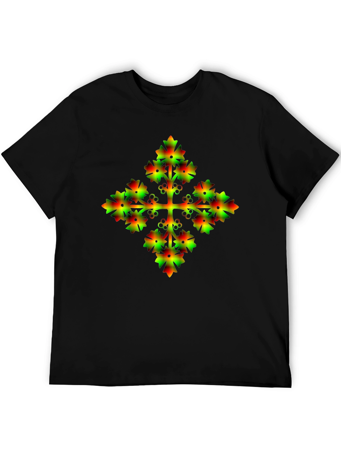 Unique Gradient Floral Cross Graphic Tee - 5