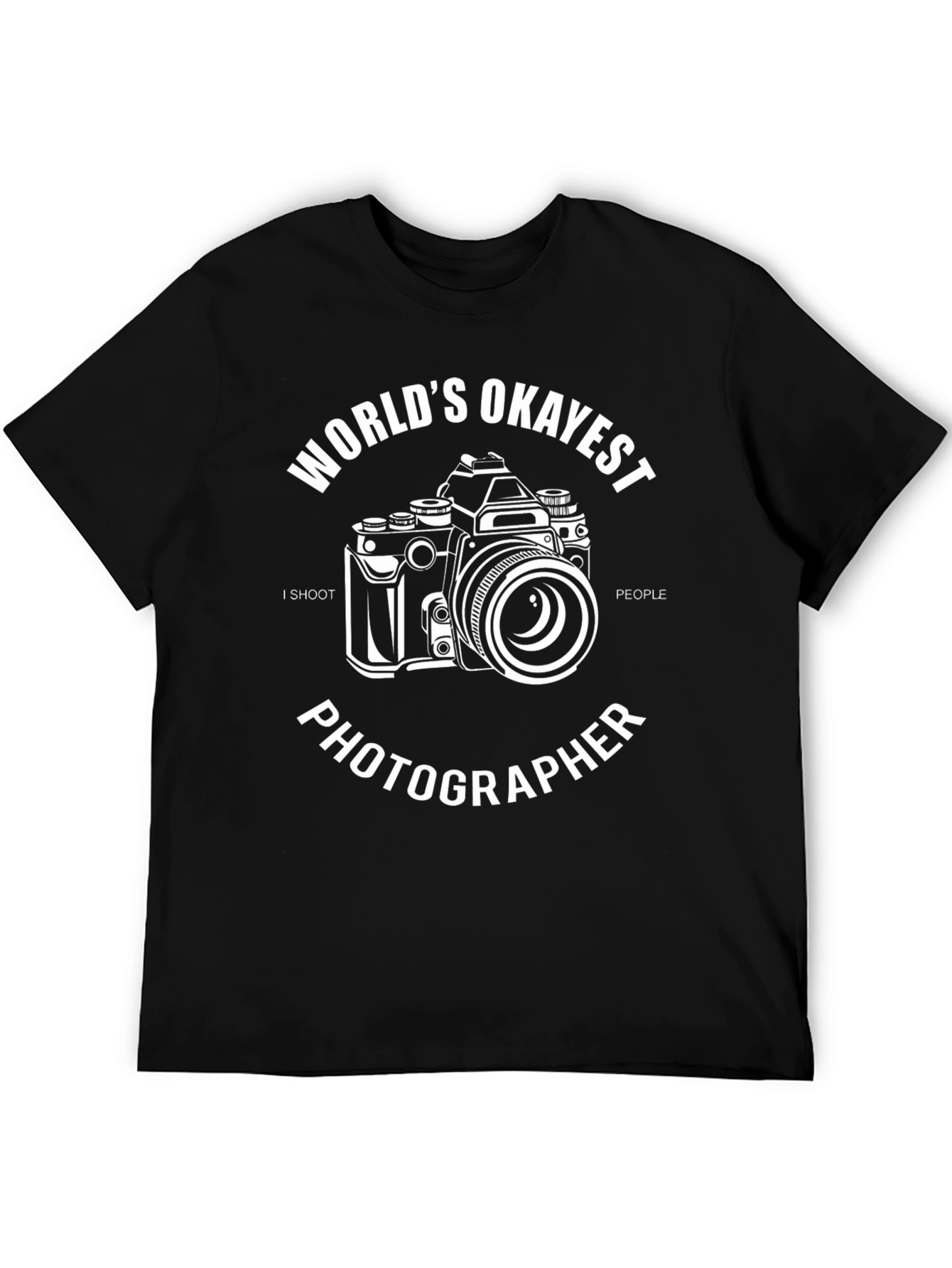 Black World's Okayest Photographer Graphic T-Shirt view 5