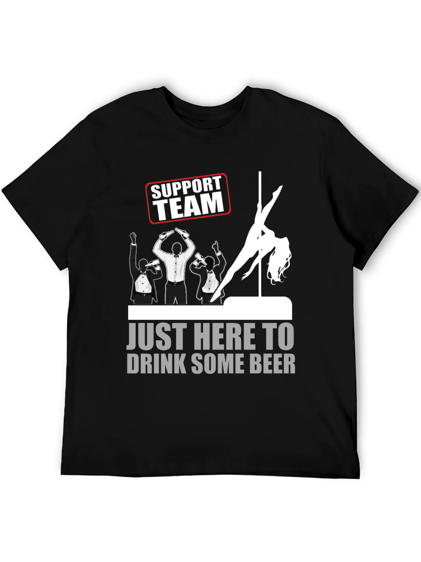 Black Support Team Drink Beer Graphic T-Shirt view 5