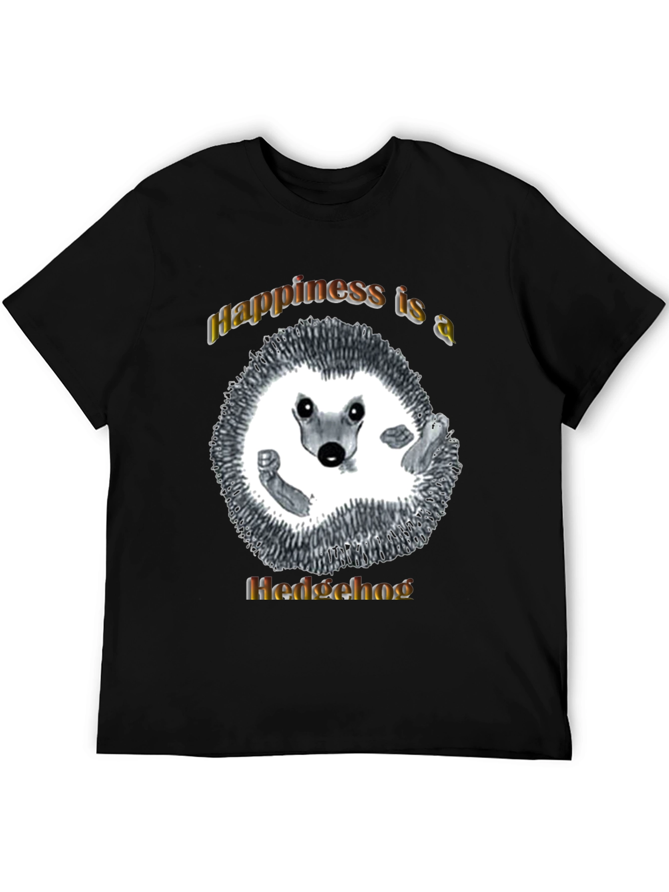 Black Happiness Hedgehog Graphic T-Shirt - Black view 5