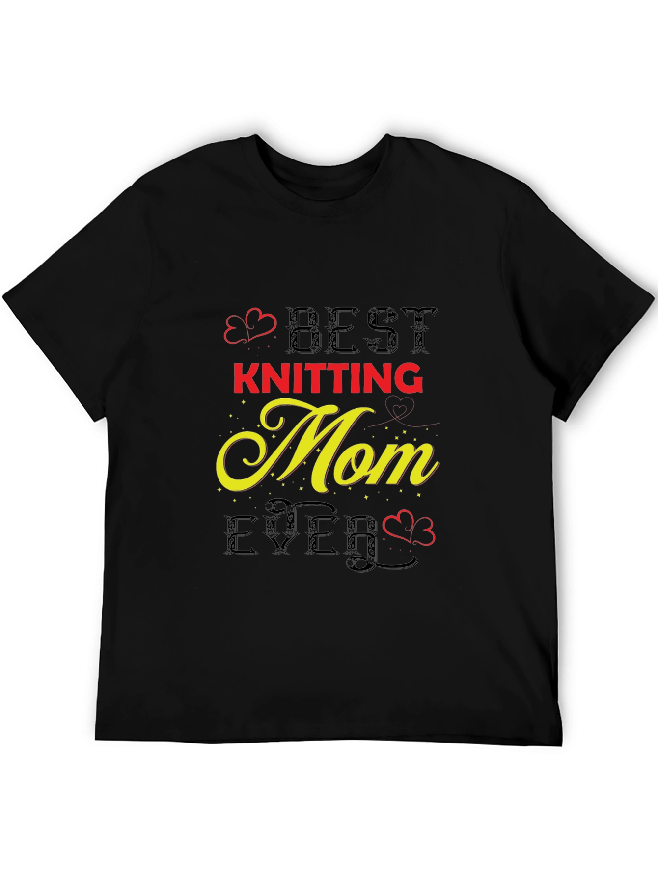 Black Best Knitting Mom Ever T-Shirt view 5