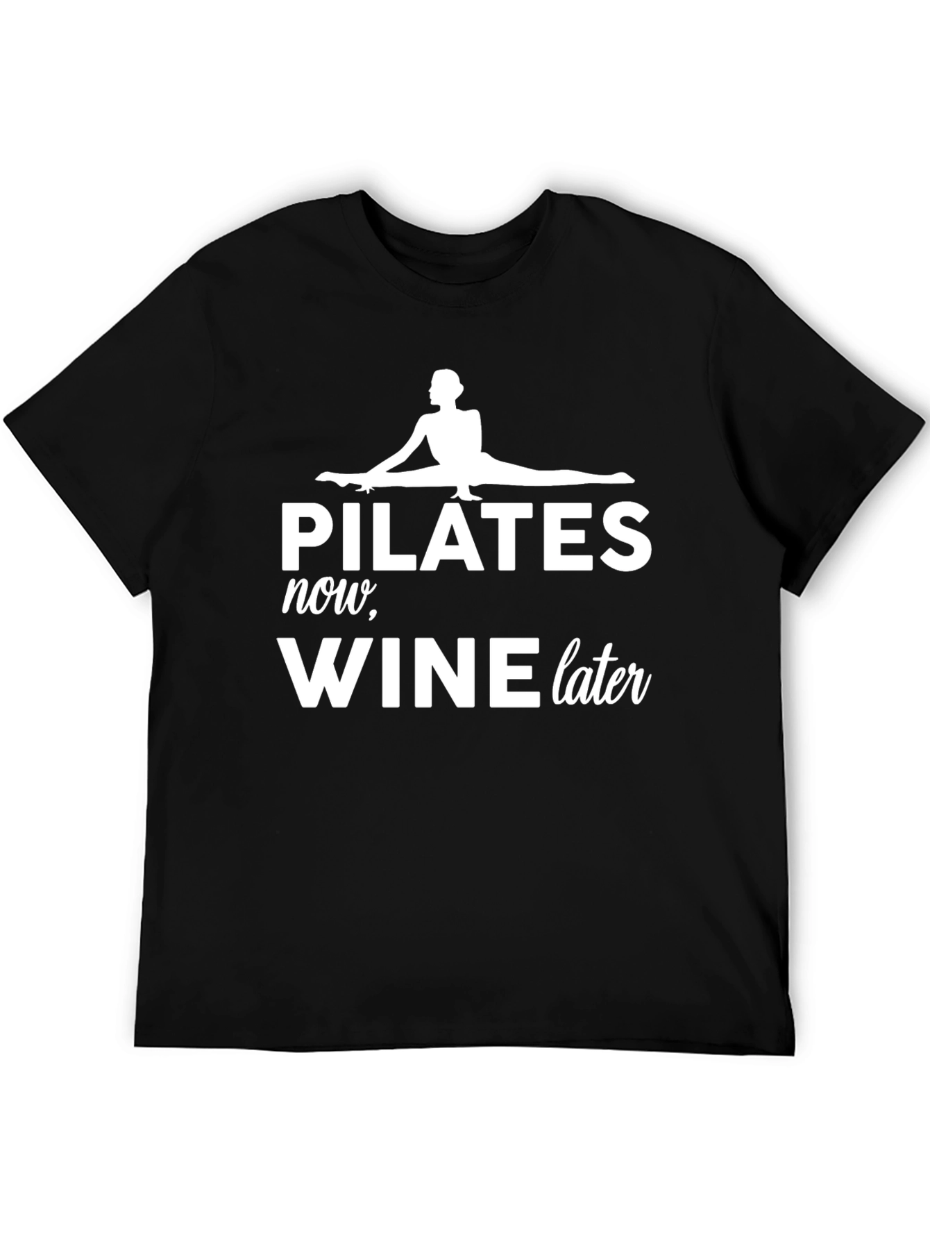 Black Pilates Now, Wine Later Graphic T-Shirt - Unisex view 5
