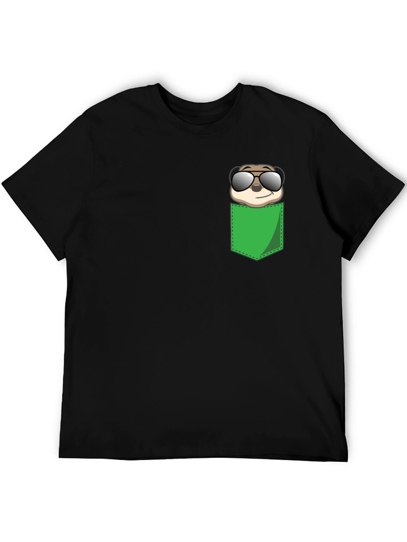 Black Cool Meerkat Pocket T-Shirt view 5