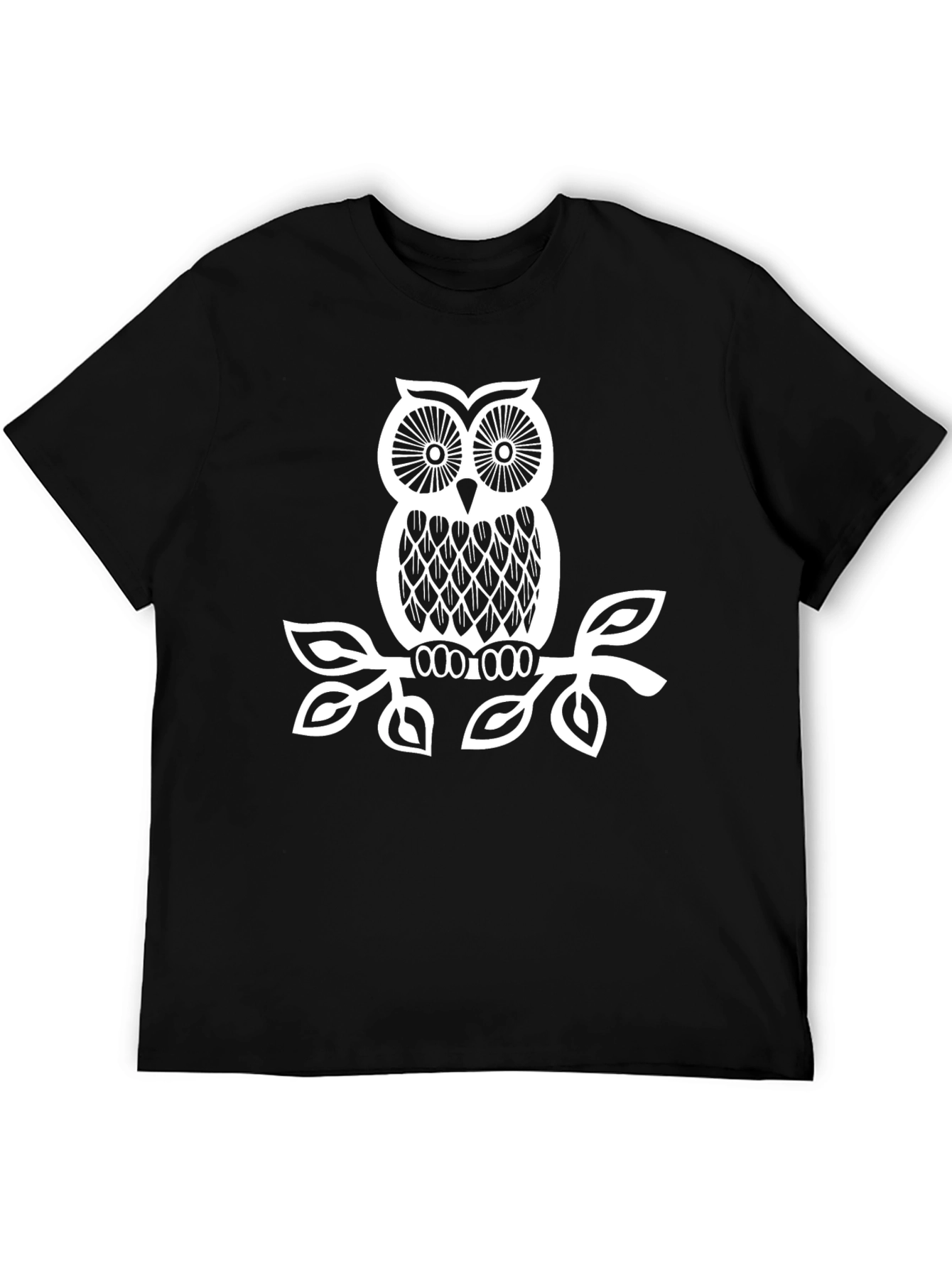 Black Owl Graphic Tee - Black Cotton Shirt view 5