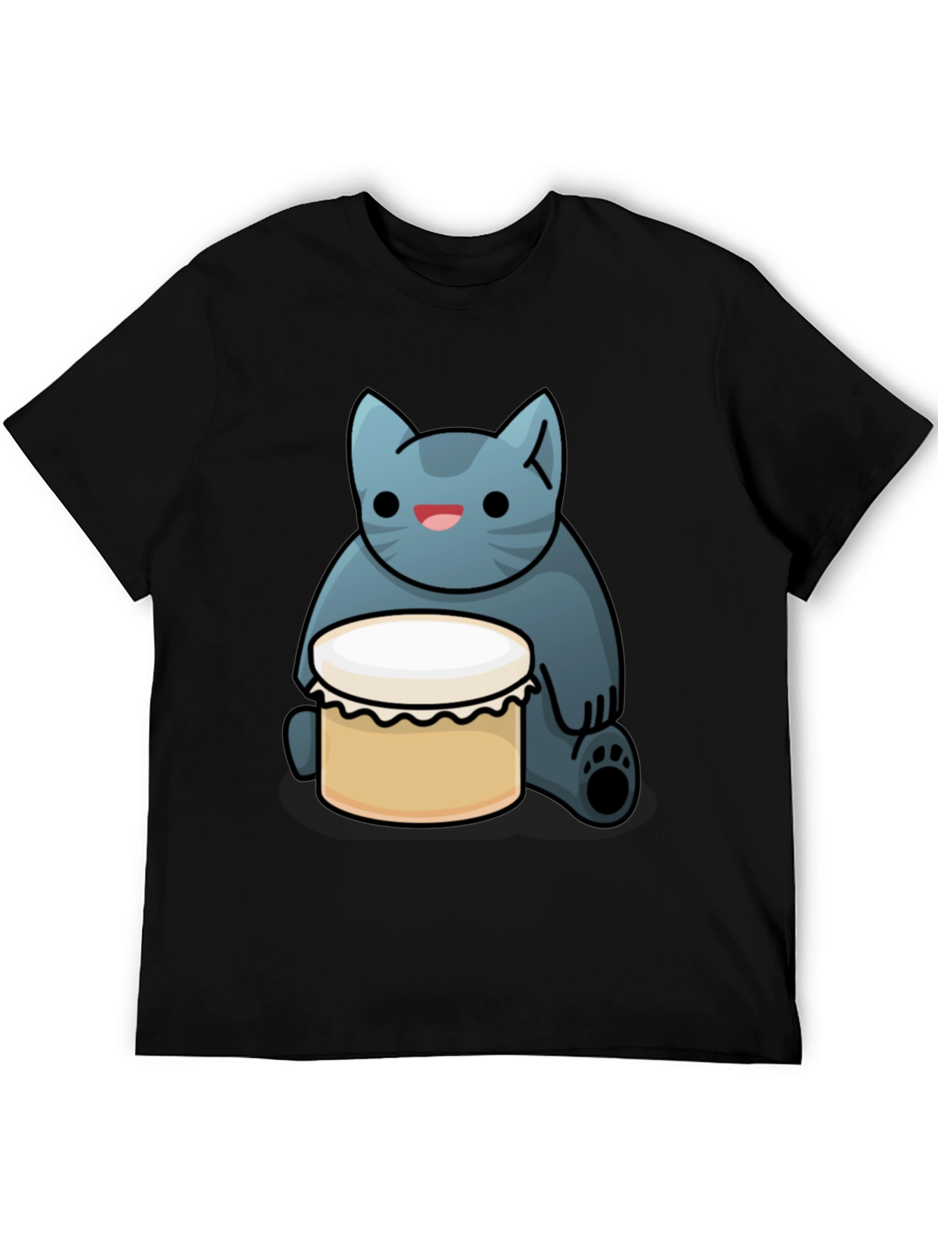 Black Cat Drum T-Shirt - Black, Fun Graphic Tee view 5