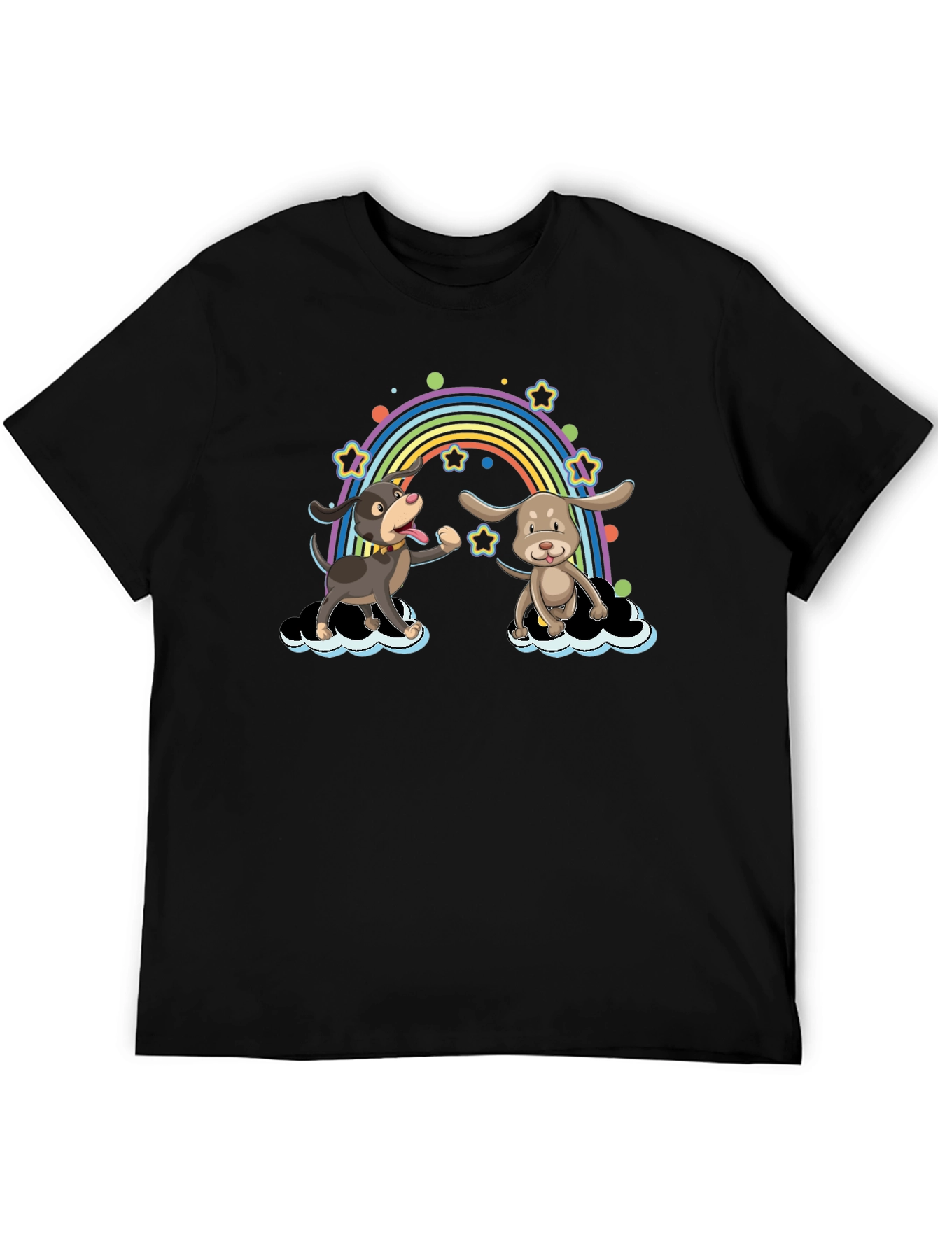 Black Rainbow Dog T-Shirt - Cute Cartoon Design view 5