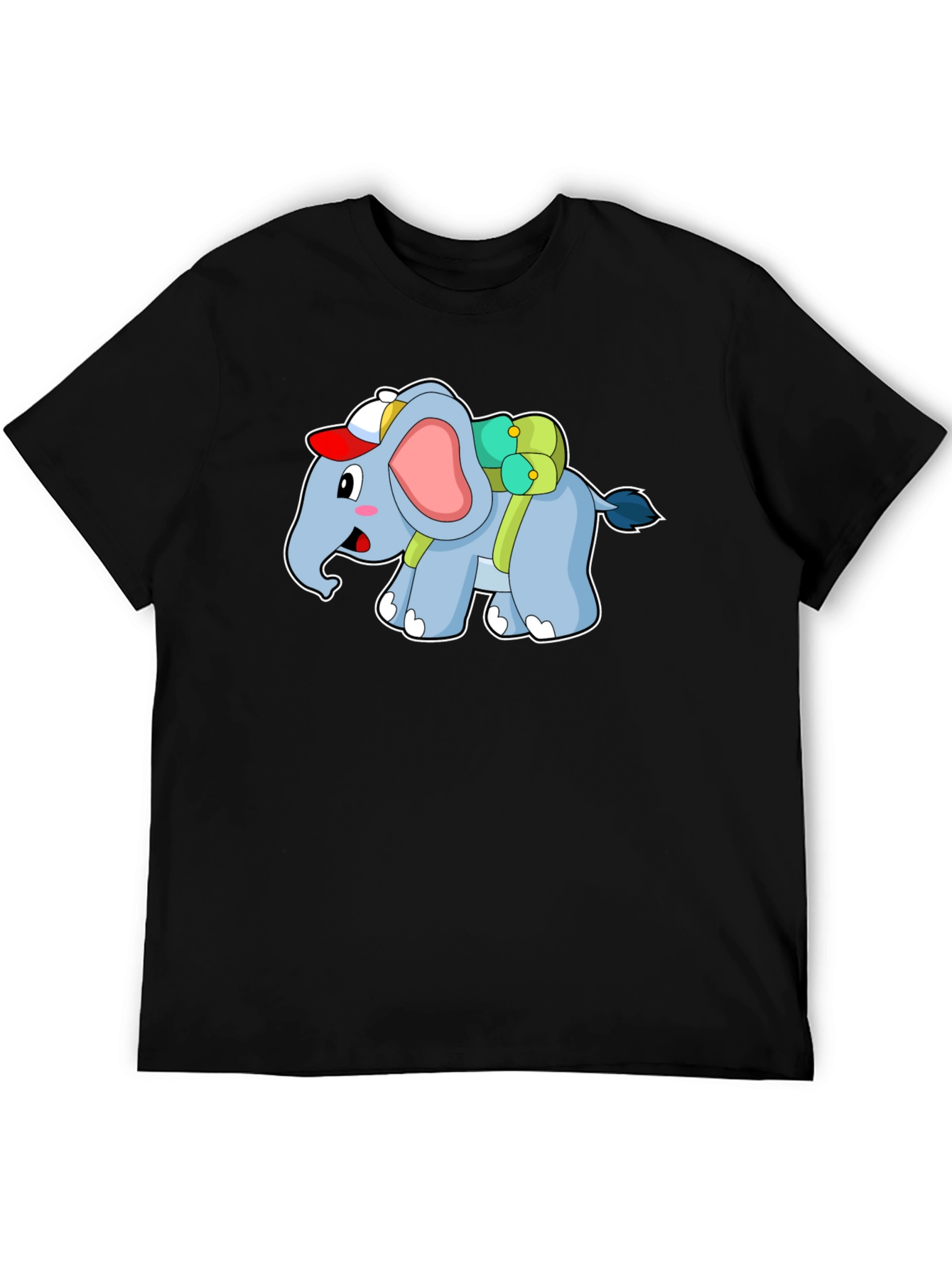 Black Cute Elephant Backpack T-Shirt view 5