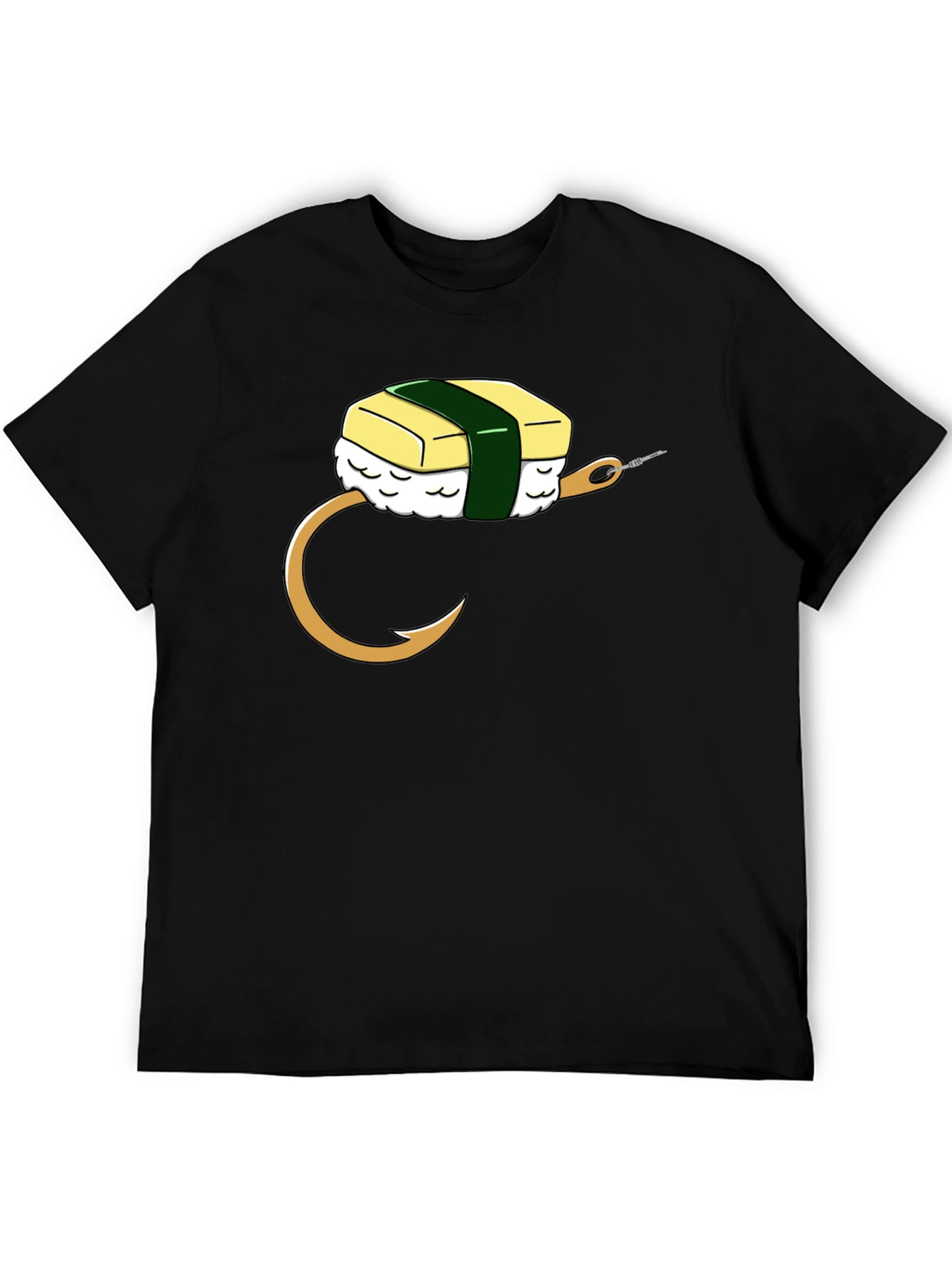 Black Sushi Bait T-Shirt: Funny Fishing Tee for Sushi Lovers view 5