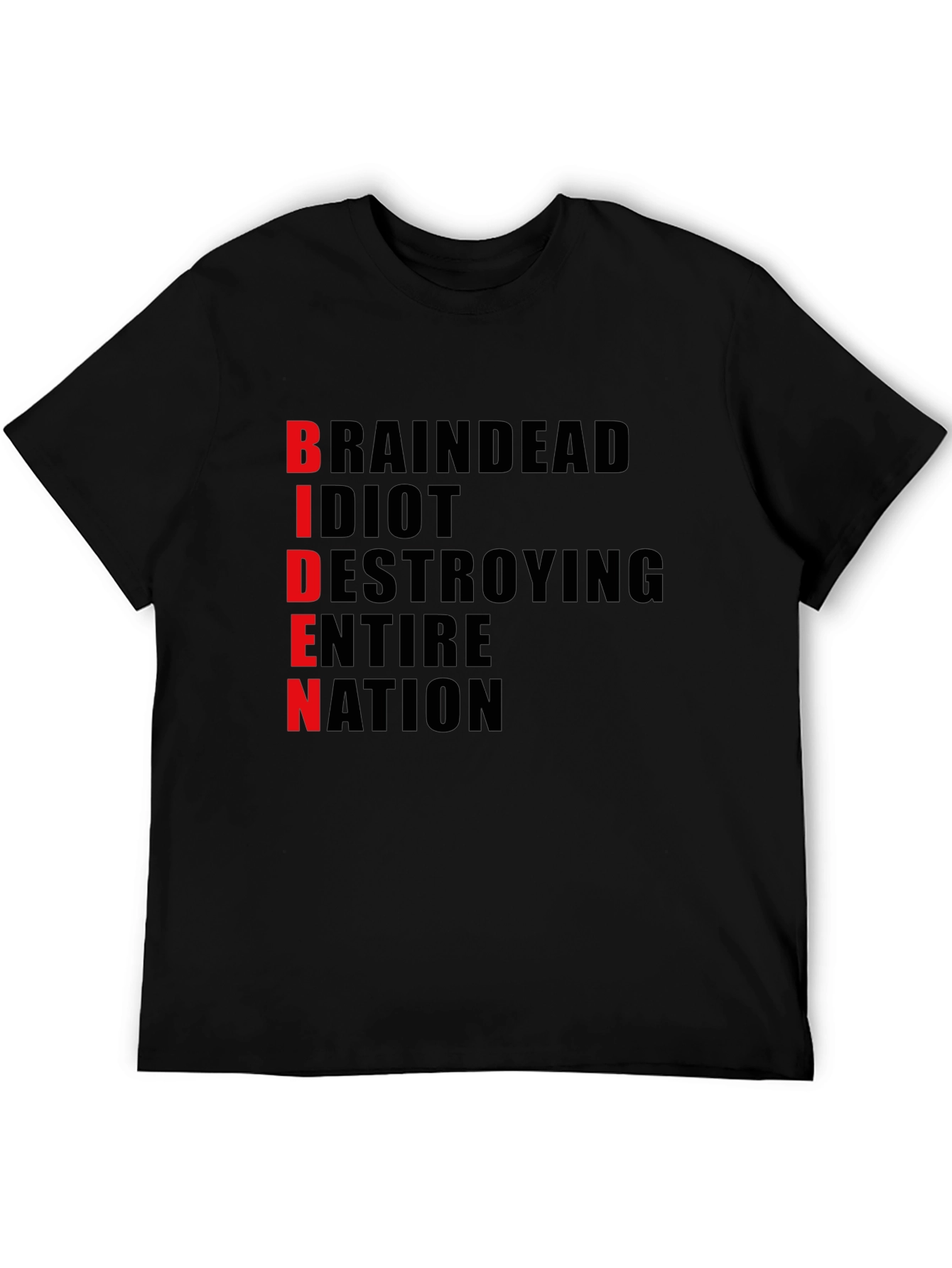 Black Anti-Biden T-Shirt - "BRAINDEAD" Design - Political Statement Tee view 5