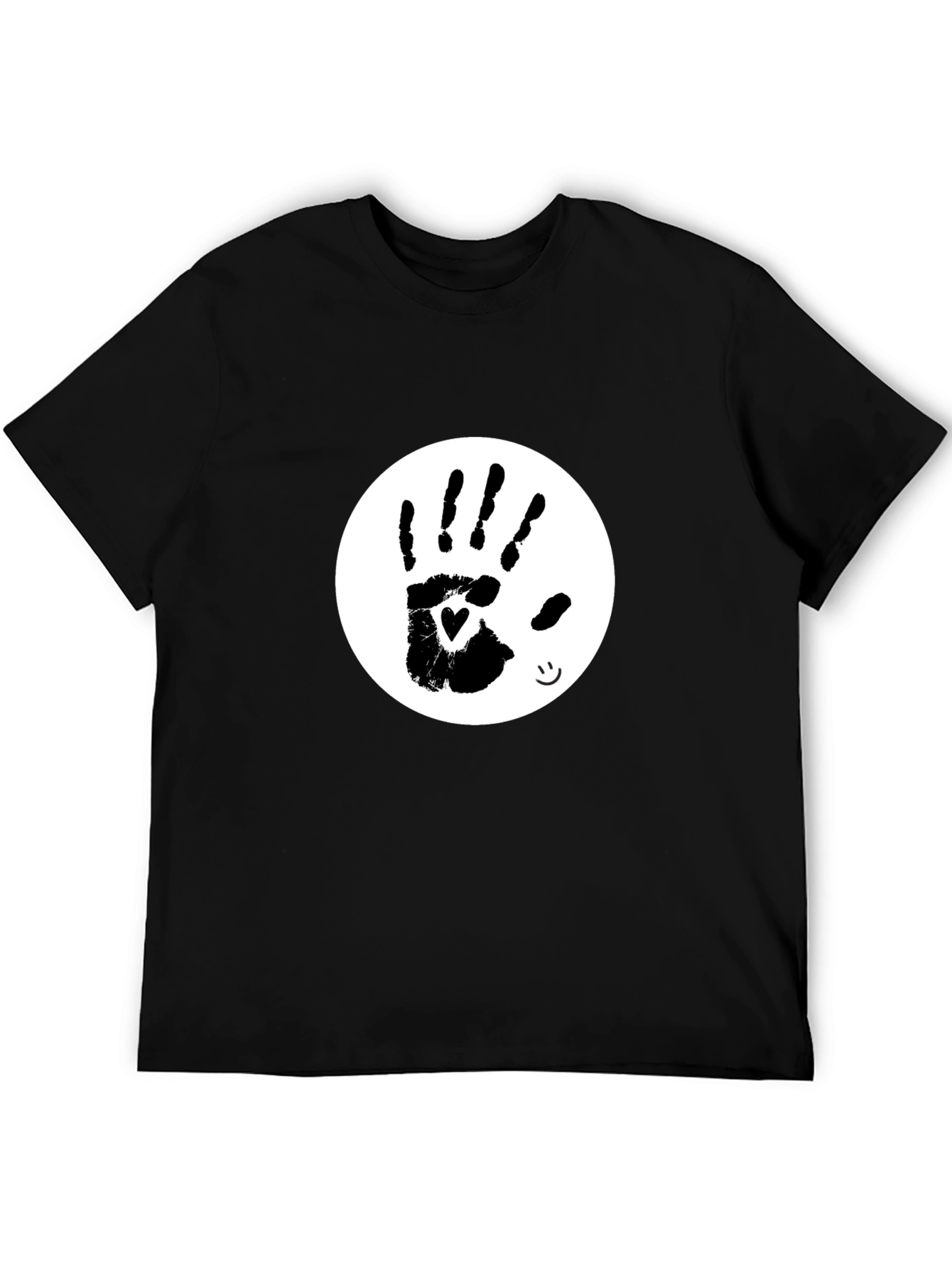 Black Heart Handprint Tee - Black Cotton Blend T-Shirt view 5
