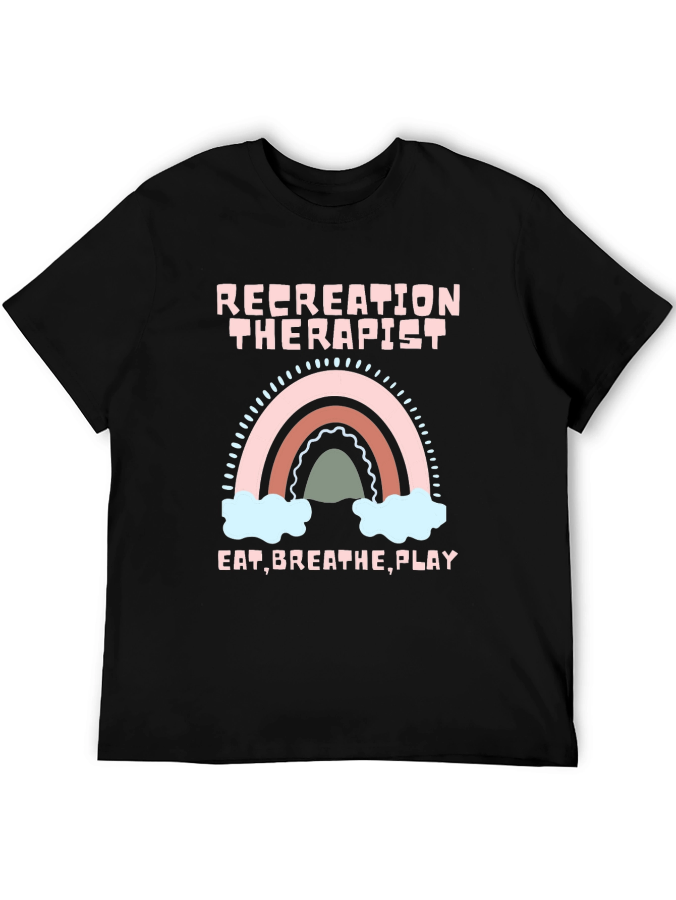 Black Recreation Therapist Rainbow T-Shirt view 5