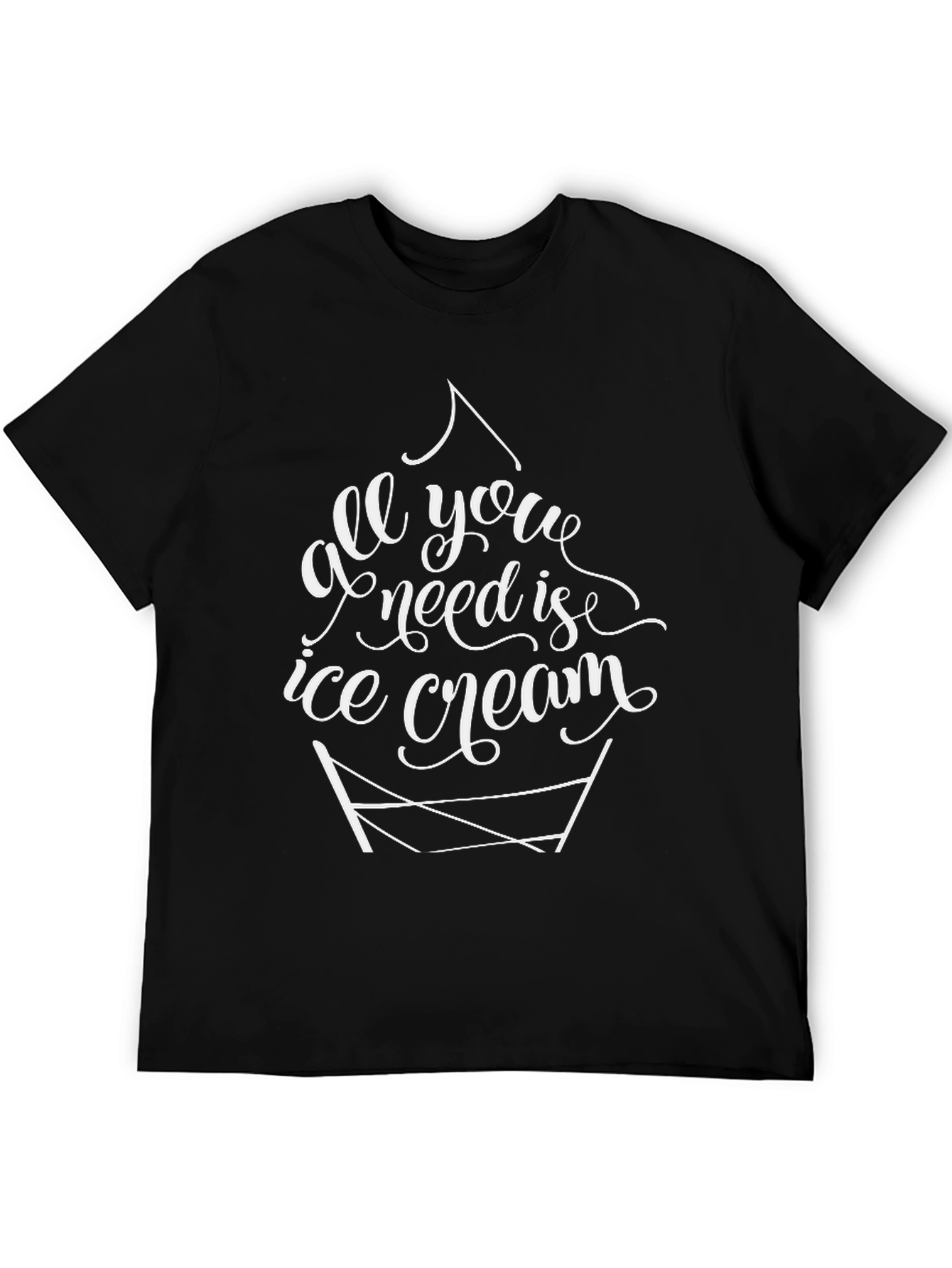 Black All You Need Is Ice Cream T-Shirt view 5