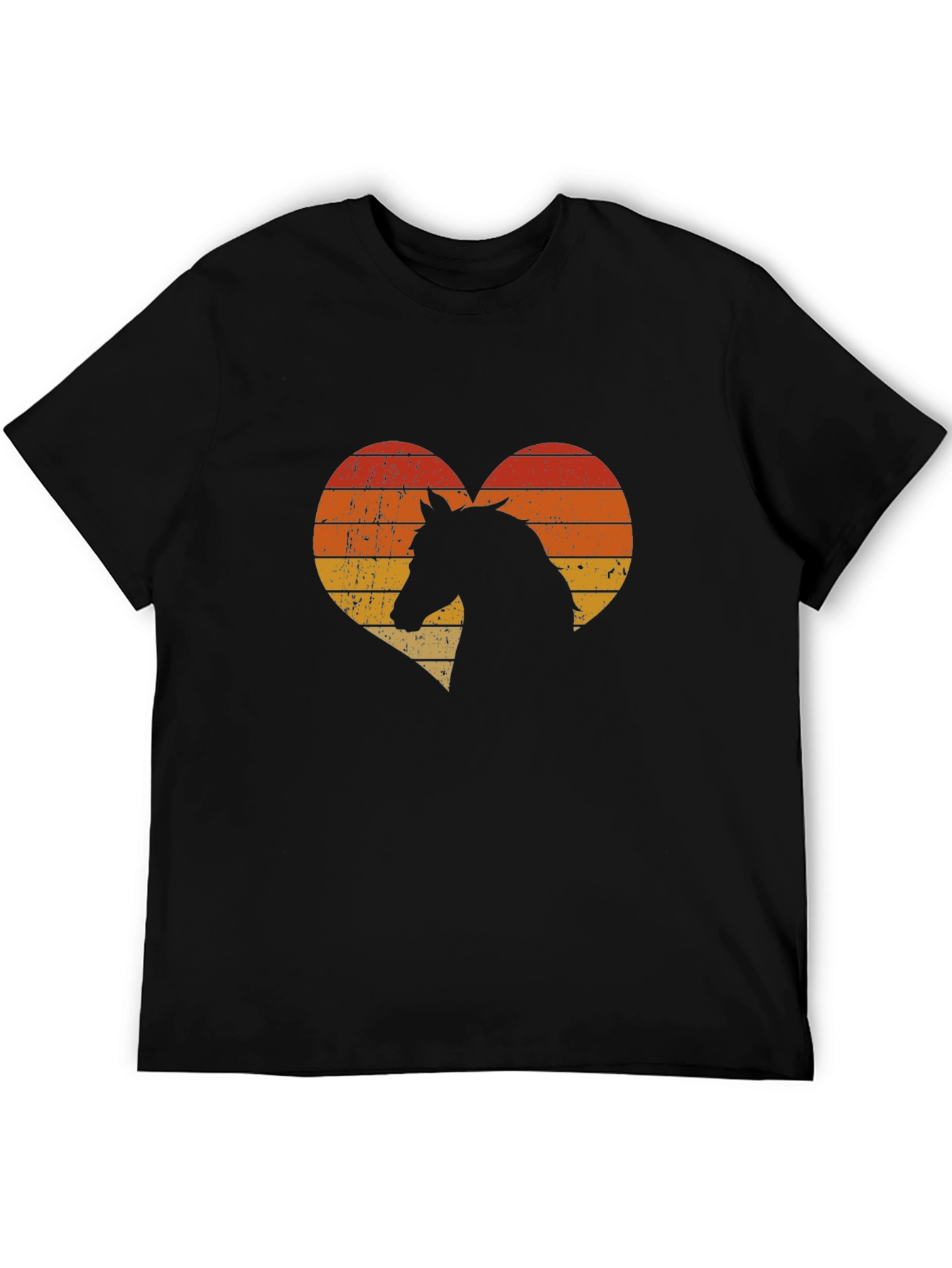 Black Retro Horse Heart Graphic Tee - Men's Black T-Shirt view 5