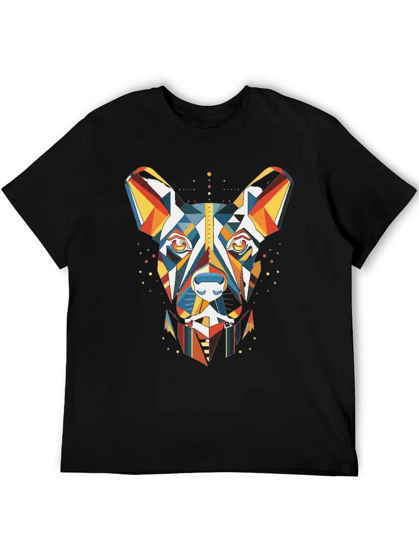 Black Geometric Dog Graphic Tee - Modern Art Shirt view 5
