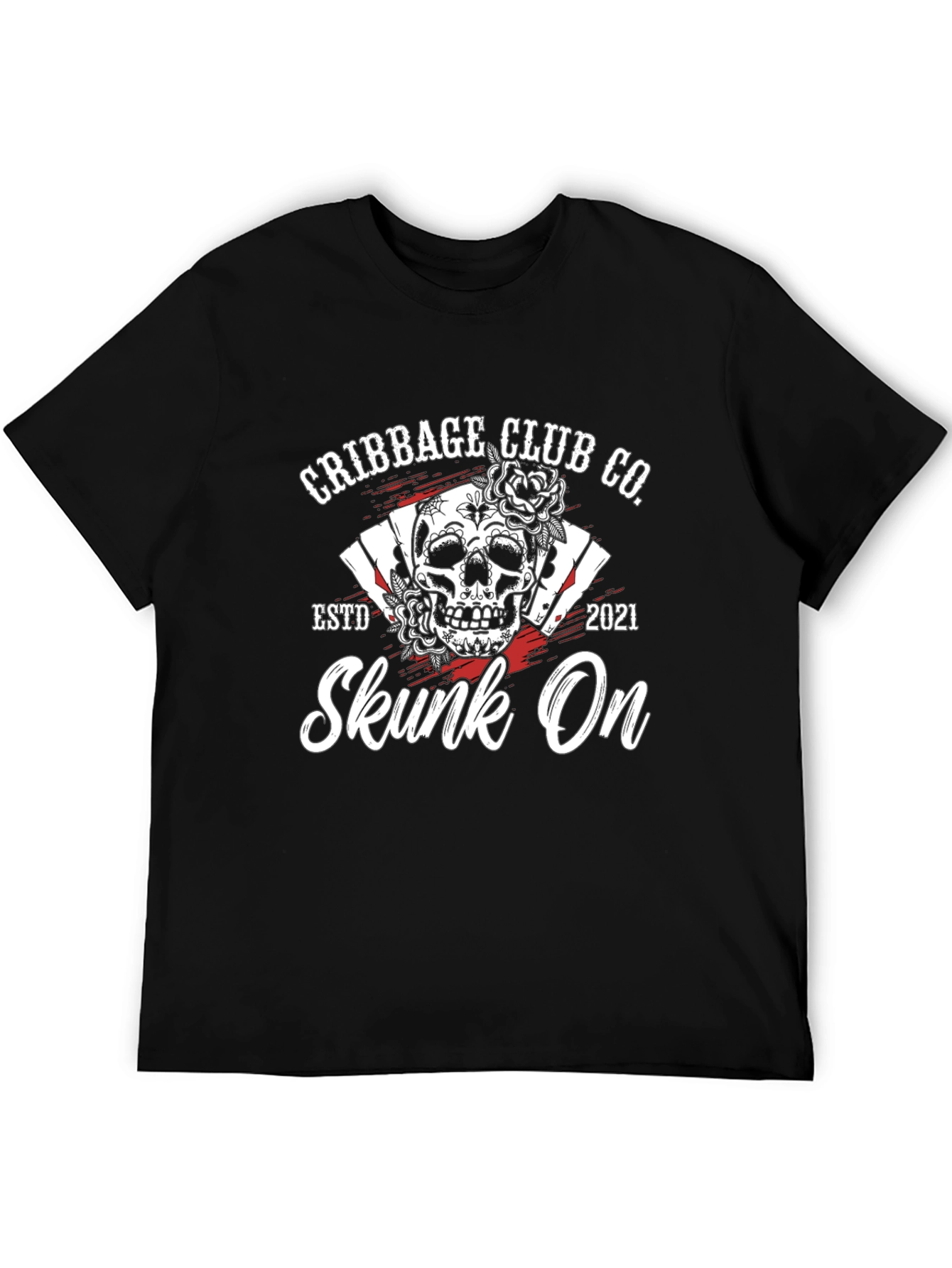 Cribbage Club Co. Black T-Shirt - Skull & Card Design - 5