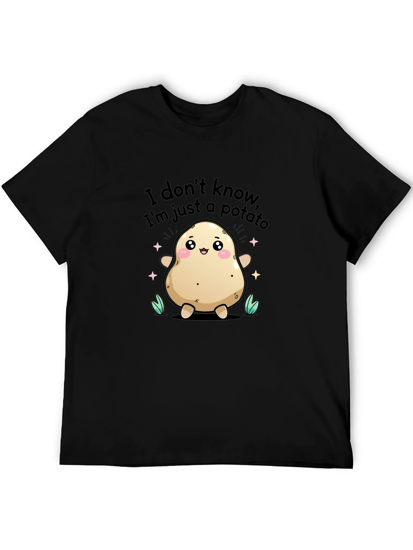 Black Funny Potato T-Shirt - "I Don't Know, I'm Just a Potato" view 5