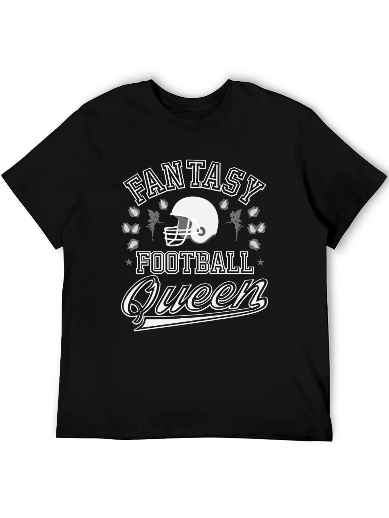 Black Fantasy Football Queen Graphic T-Shirt view 5