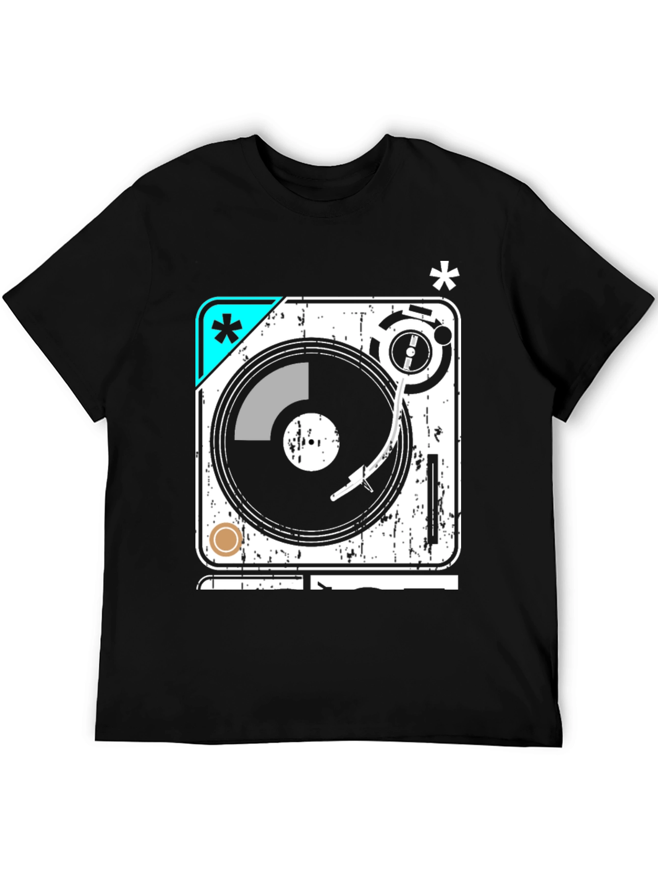 Black Retro Turntable Graphic Tee view 5