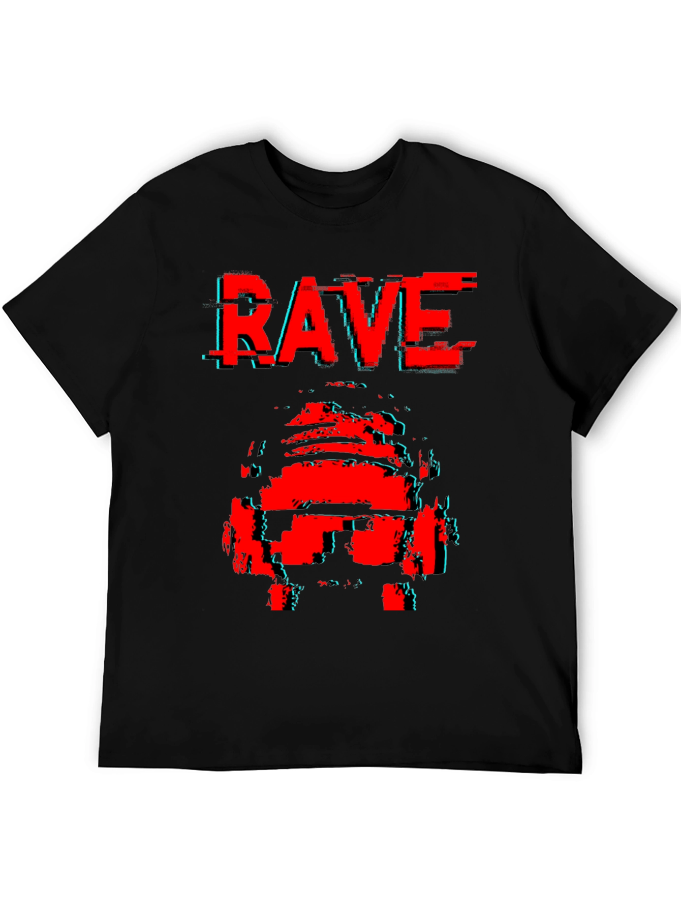 Black Rave Glitch T-Shirt - Retro Style view 5