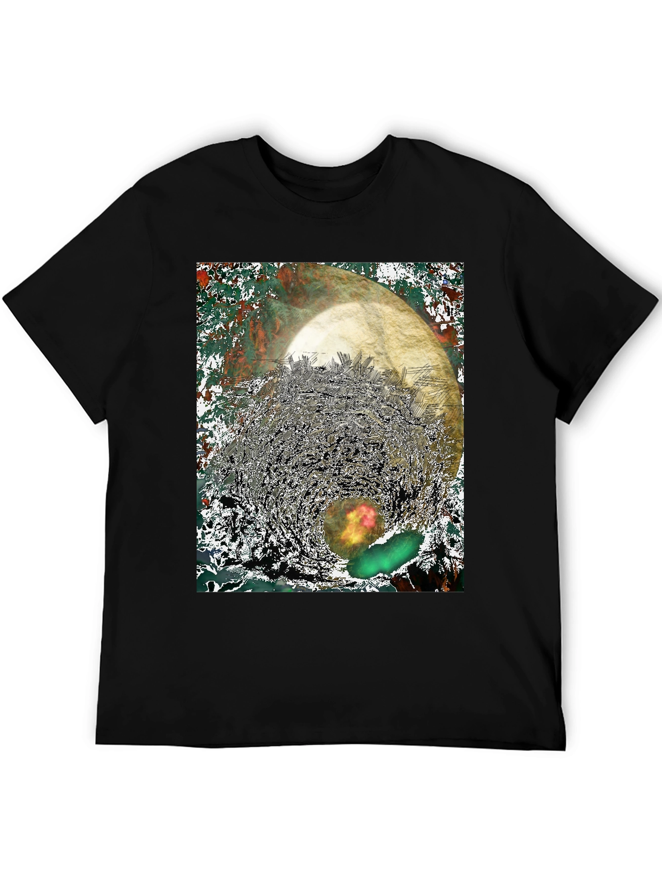 Black Abstract Print Tee - Unique Graphic T-Shirt view 5