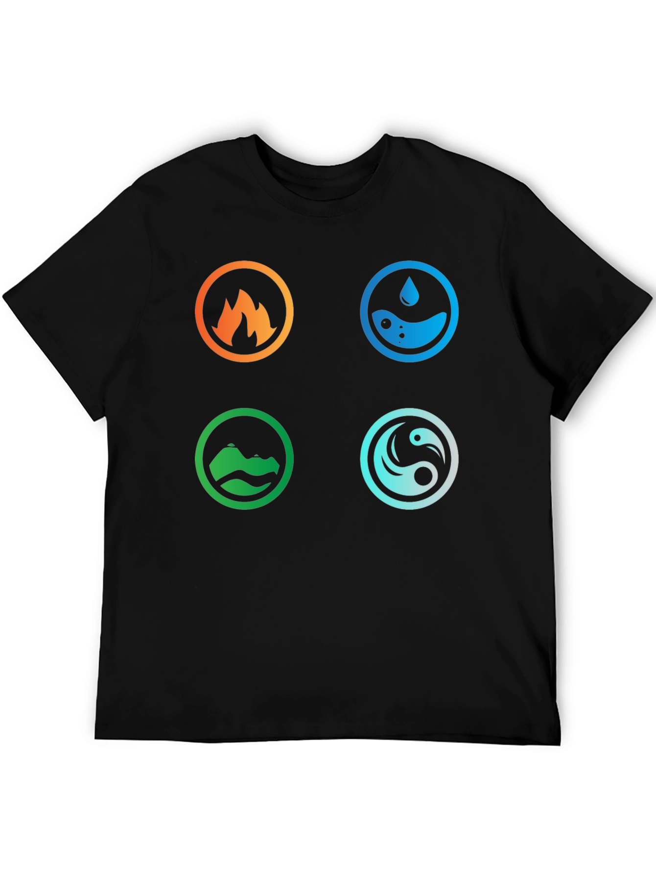 Black Elemental Symbol T-Shirt - Fire, Water, Earth, Air view 5