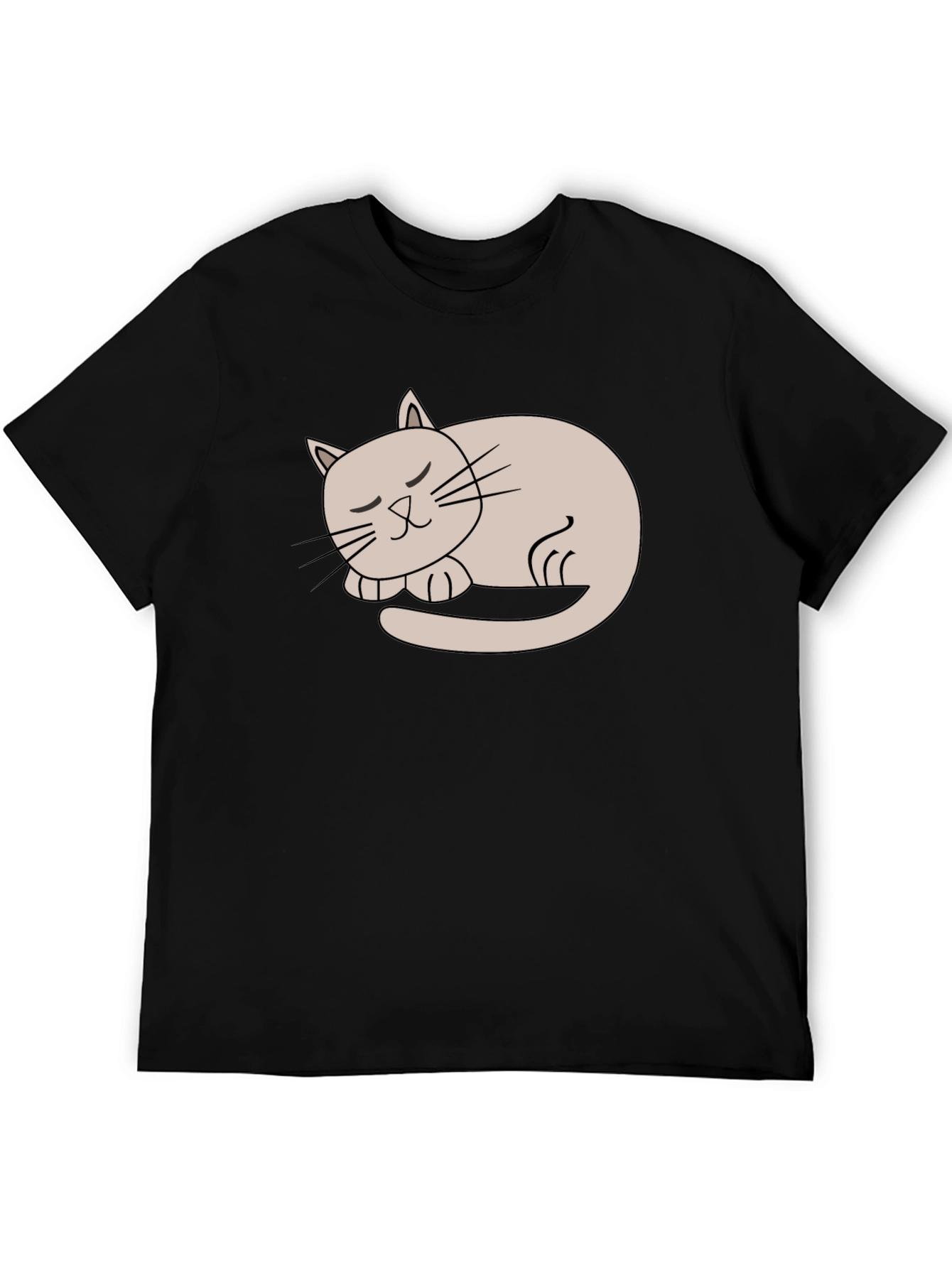 Black Cute Cat Nap T-Shirt - Soft Style Tee view 5
