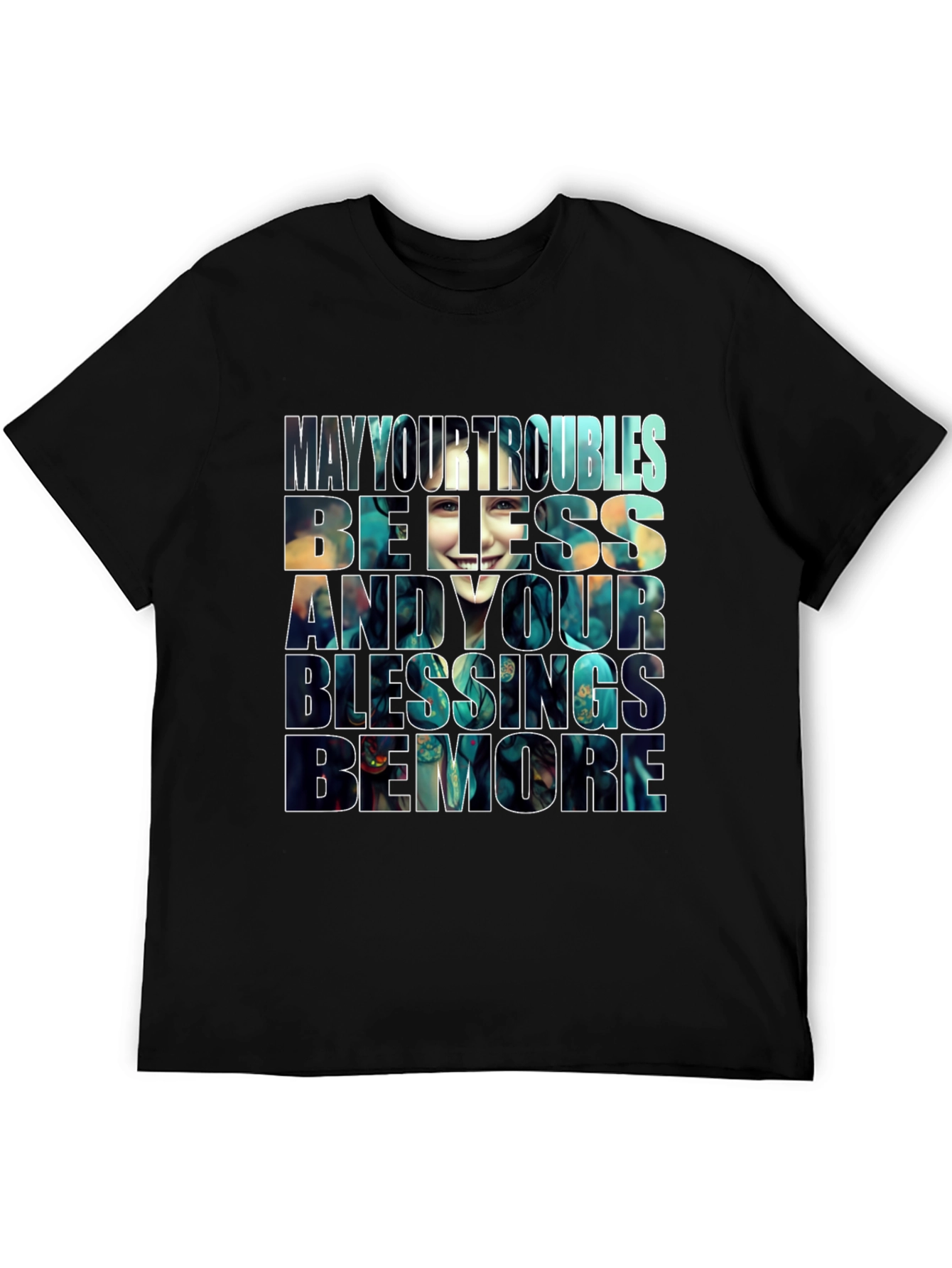 Black Inspirational Graphic T-Shirt - Blessings Design view 5