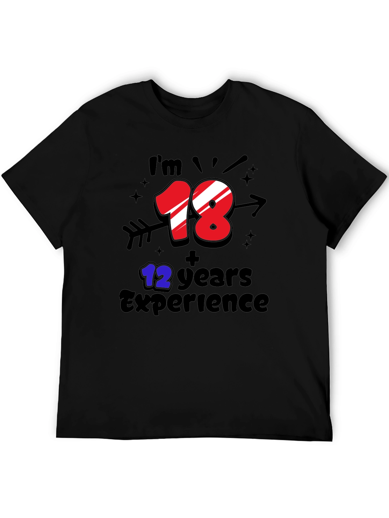 Black Funny 30th Birthday T-Shirt: 18+12 Years Experience view 5
