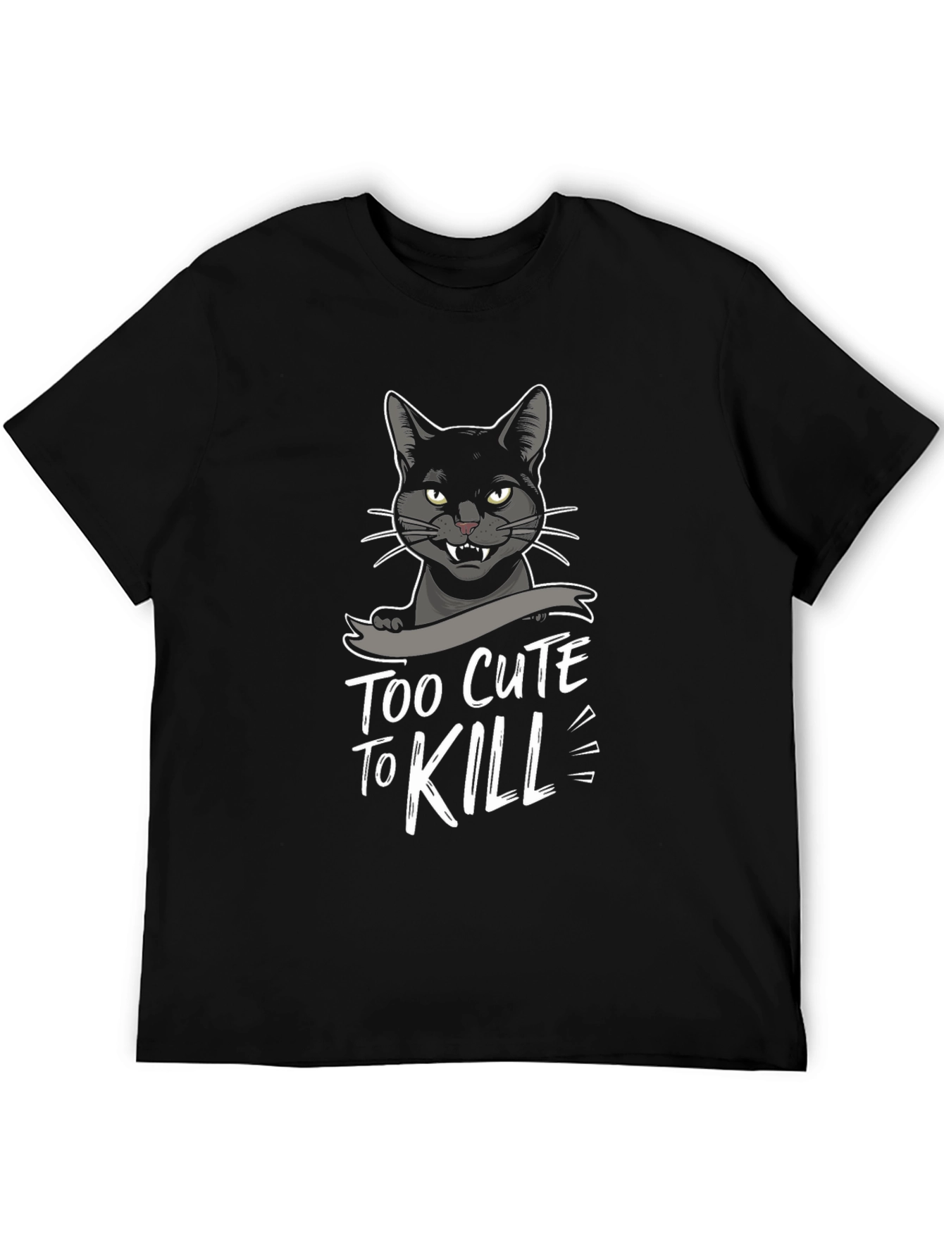 Black Too Cute to Kill Black Cat Graphic Tee view 5