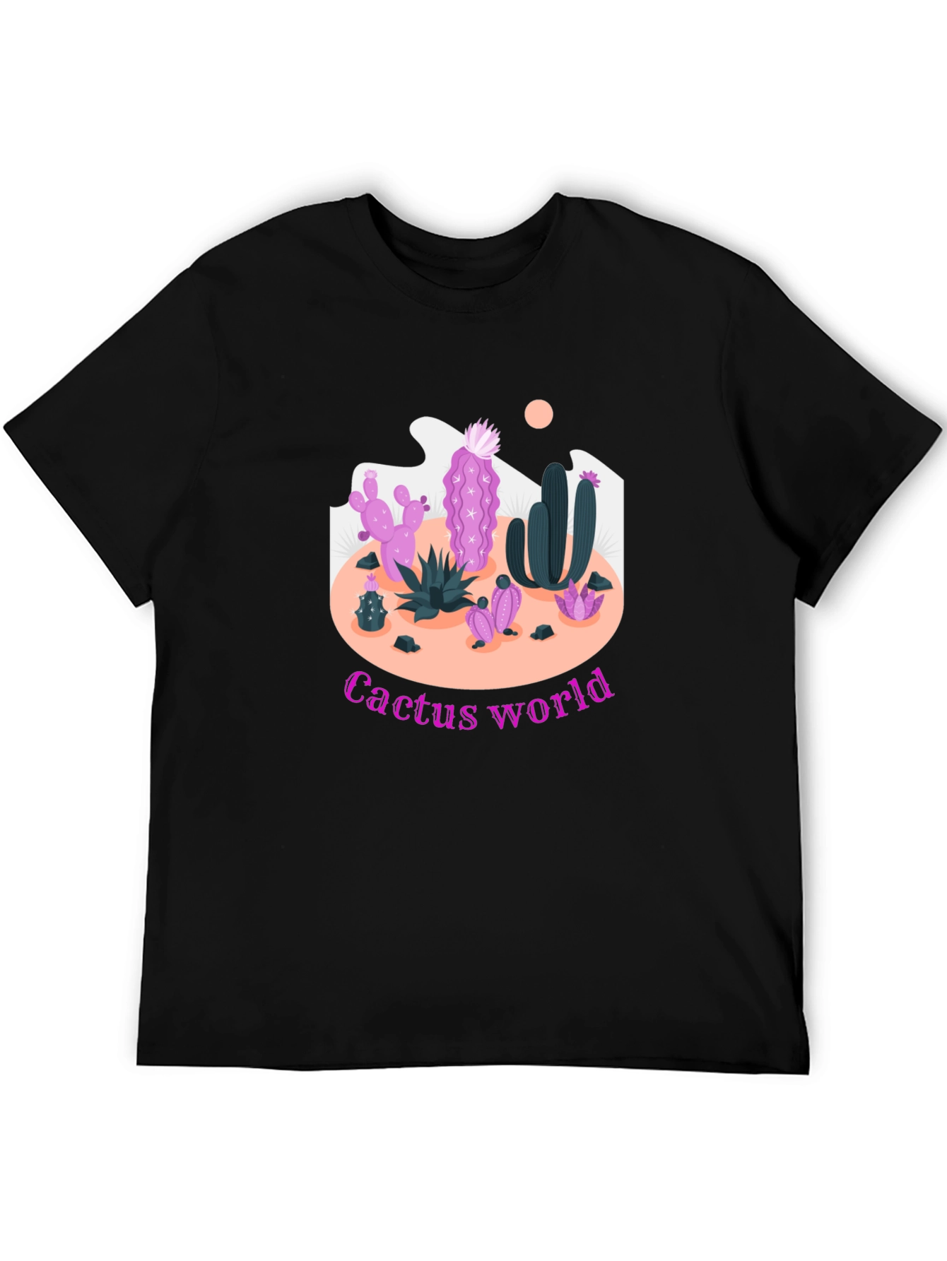Black Cactus World Graphic Tee - Unique Desert Design view 5