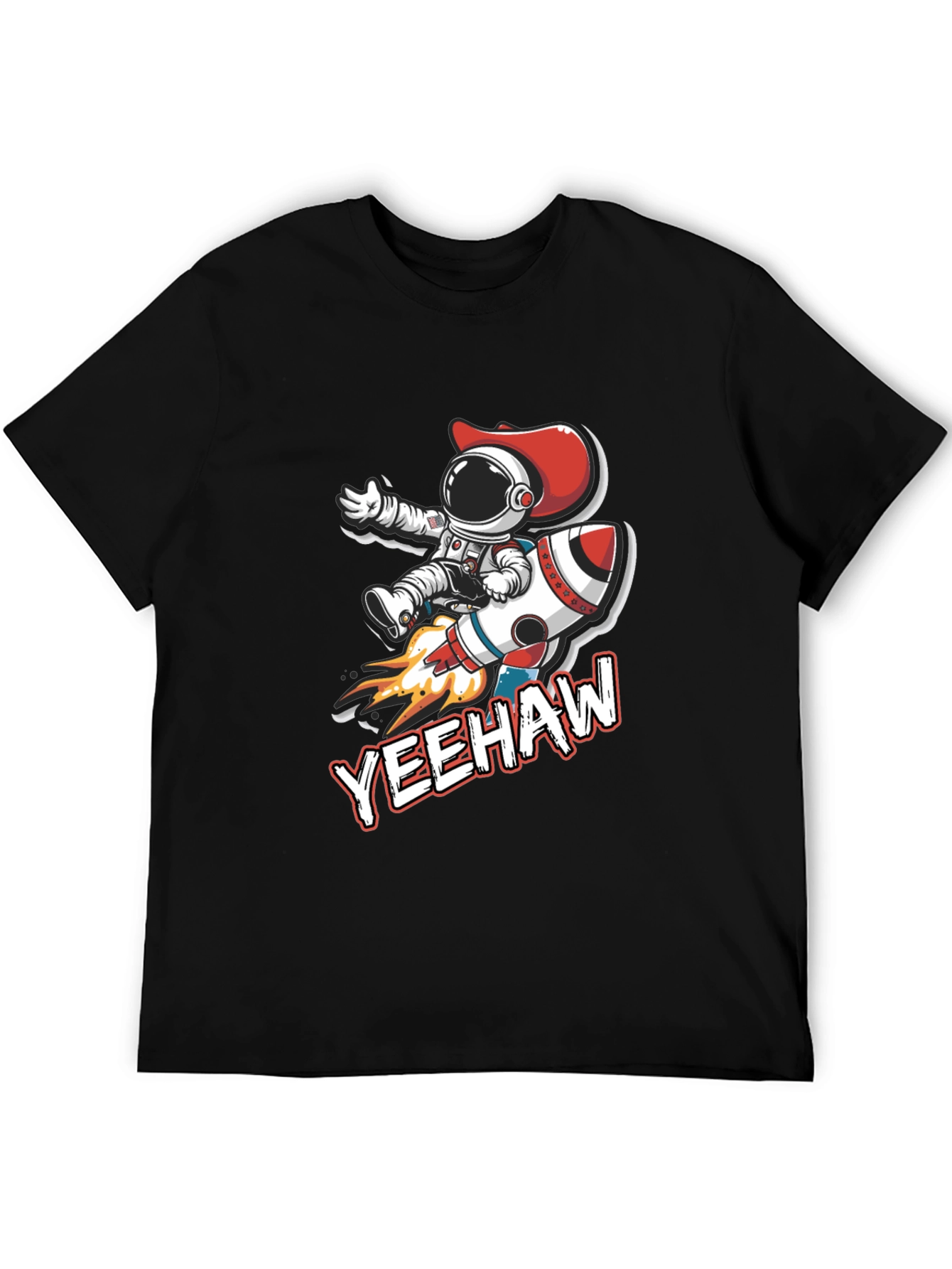 Black Yeehaw Astronaut T-Shirt: Space Cowboy Design view 5