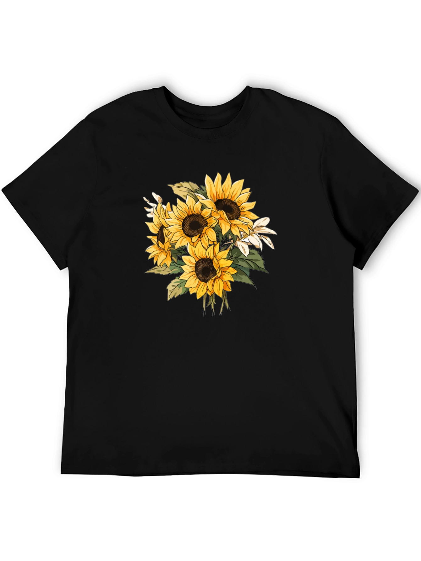 Black Sunflower Graphic Black T-Shirt - Nature Inspired Tee view 5