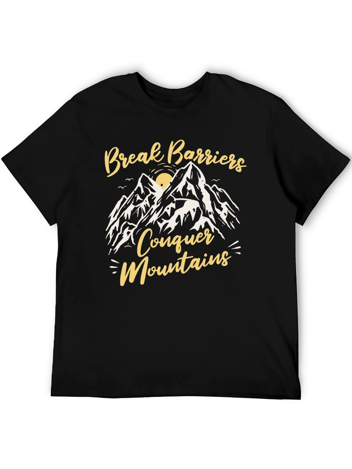 Black Break Barriers Conquer Mountains Graphic Tee view 5