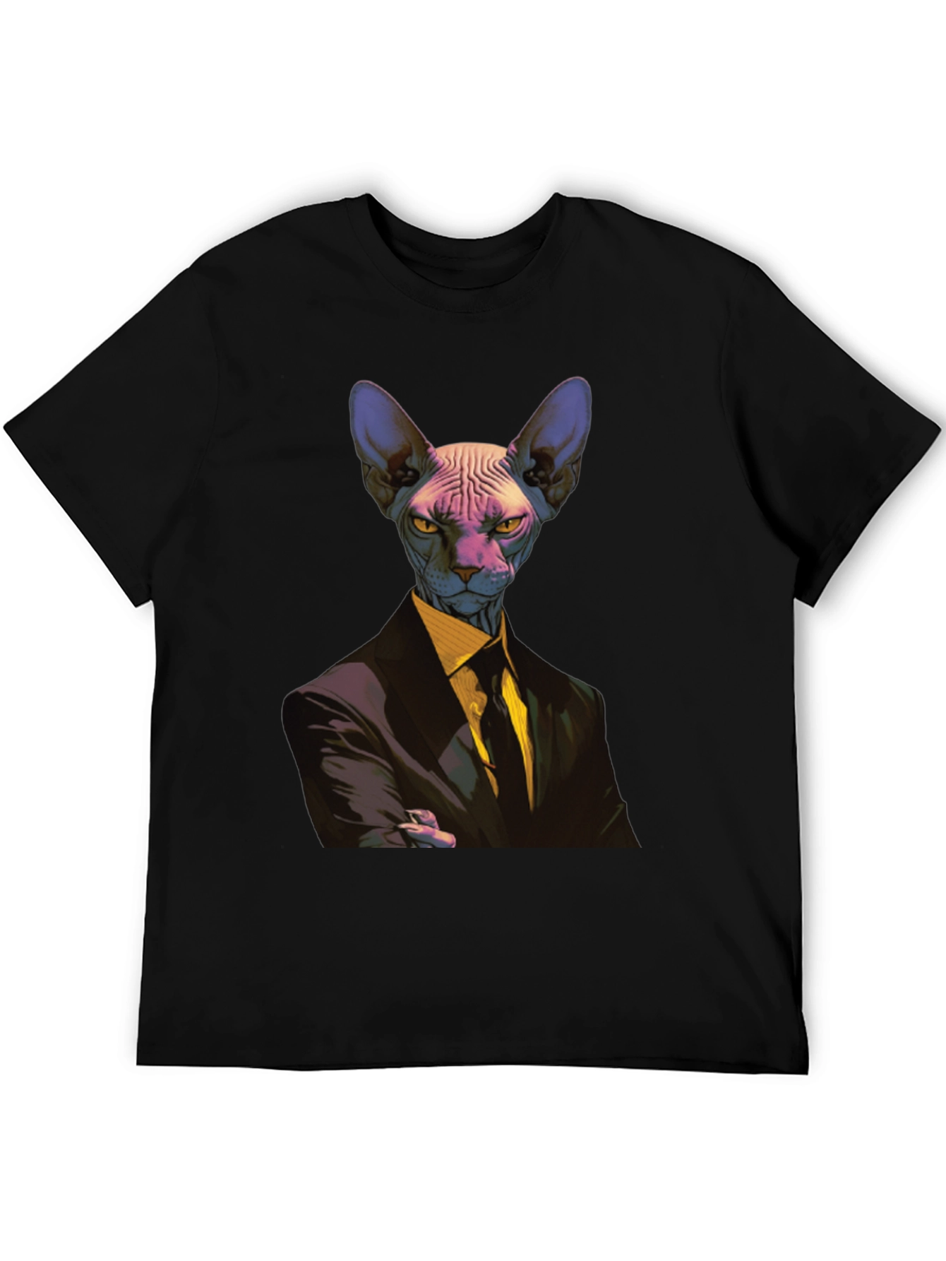 Black Sphynx Cat Suit T-Shirt - Funny Animal Tee view 5