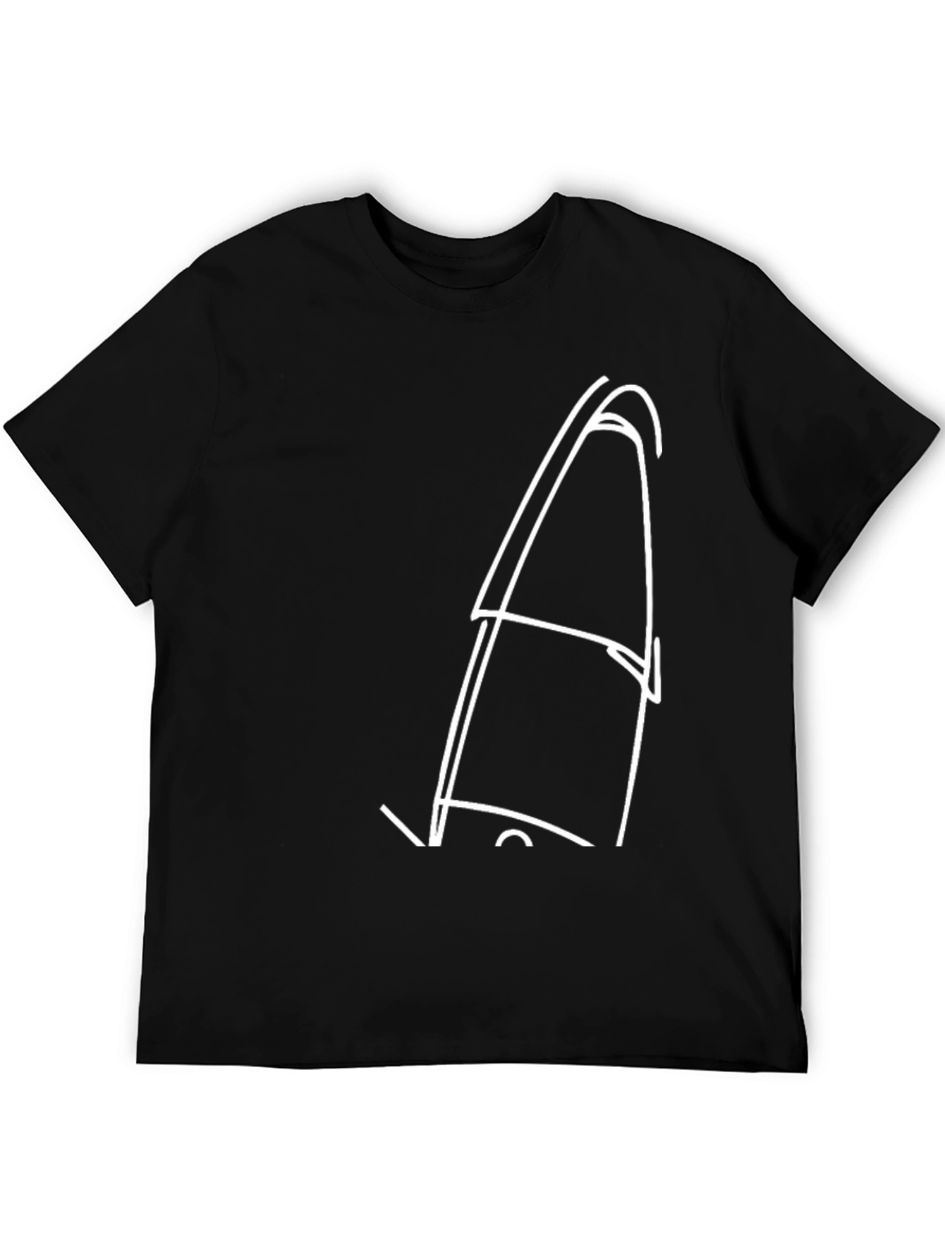 Black Minimalist White Outline Tent Black T-Shirt view 5