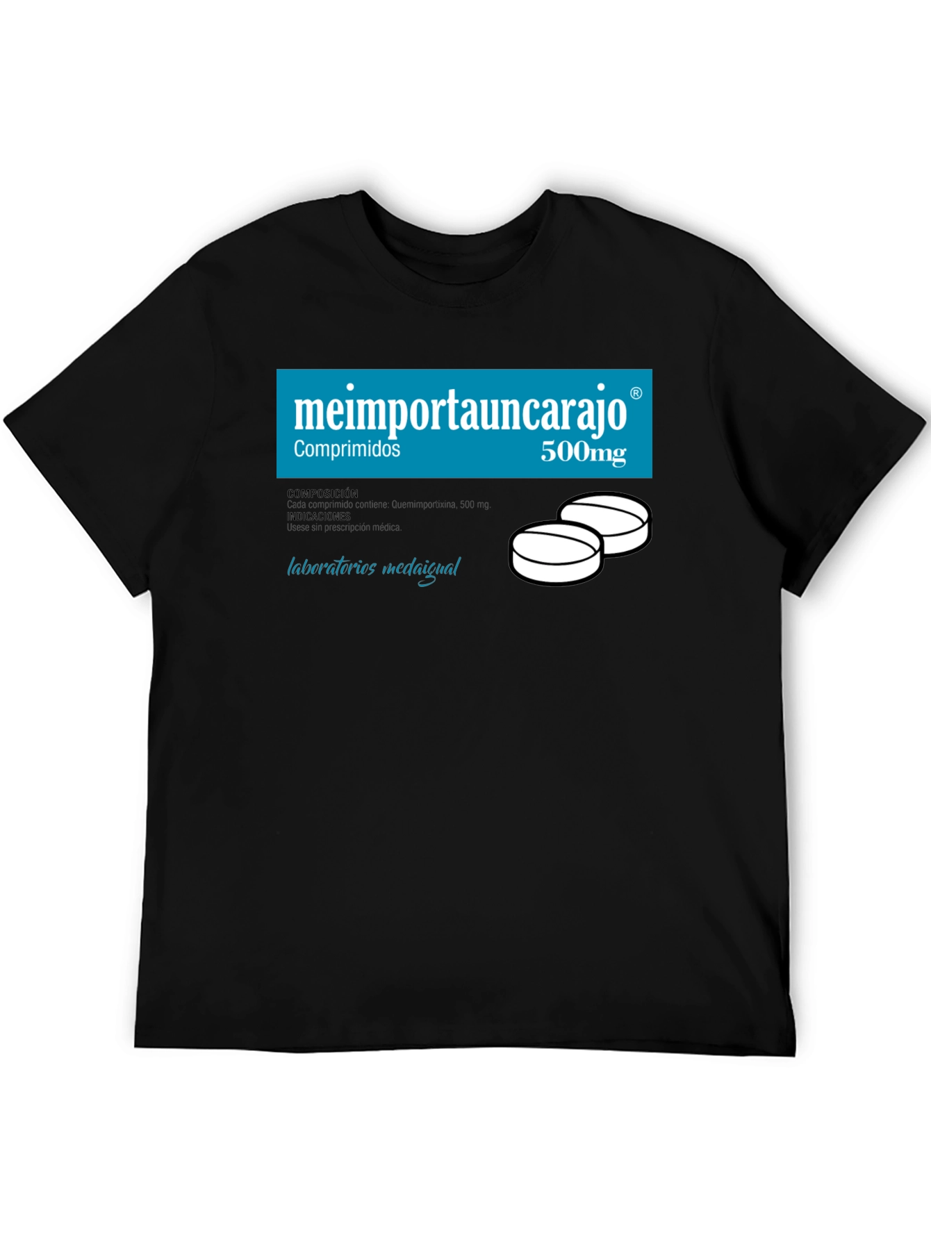 Black Humorous "Me Importa Un Carajo" T-Shirt view 5