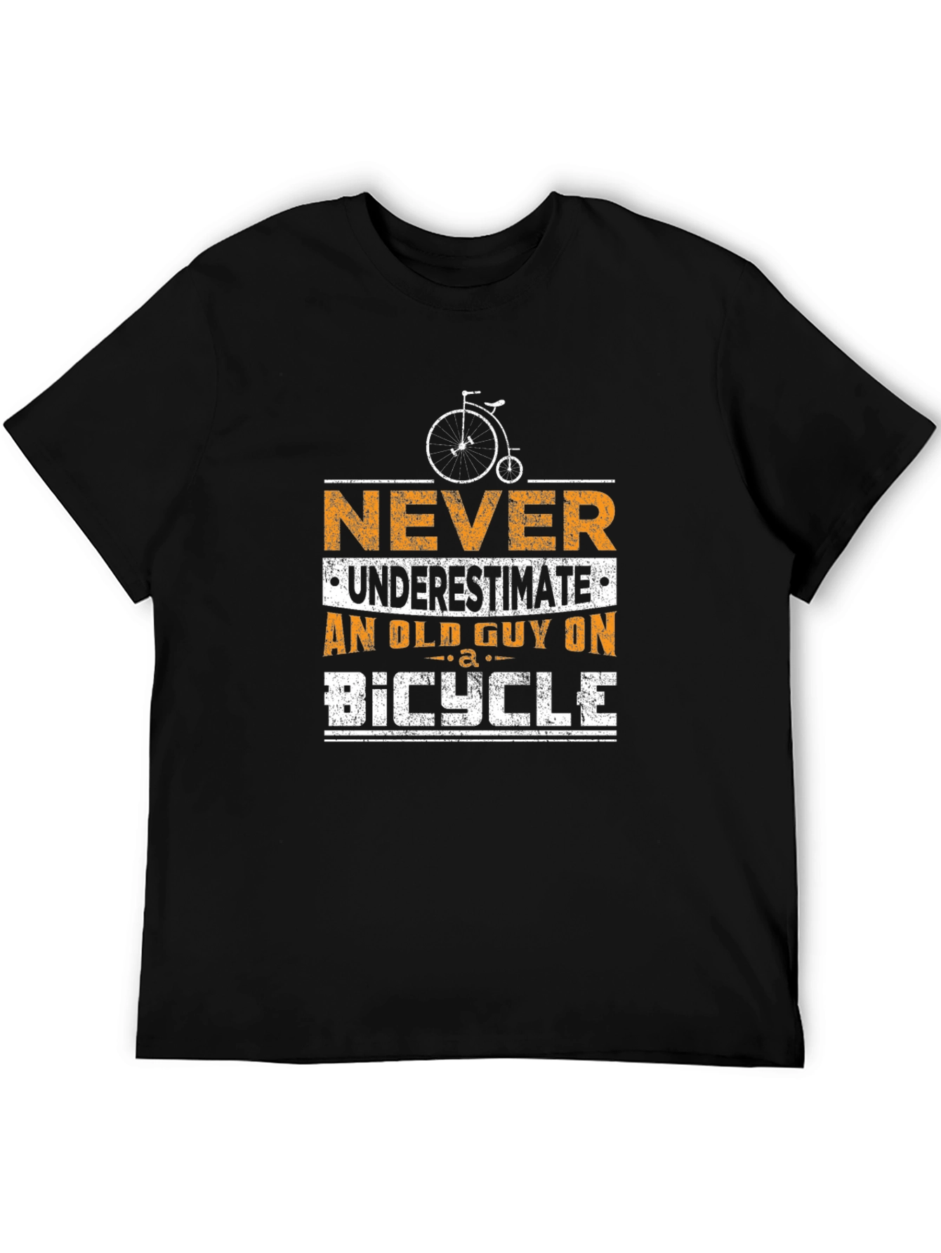 Black Never Underestimate an Old Guy on a Bicycle Black T-Shirt view 5