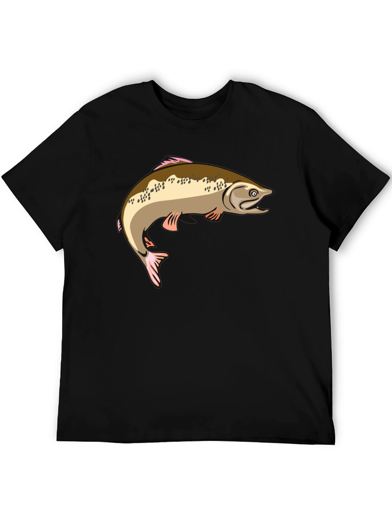 Black Fishing T-Shirt - Salmon Graphic Tee view 5