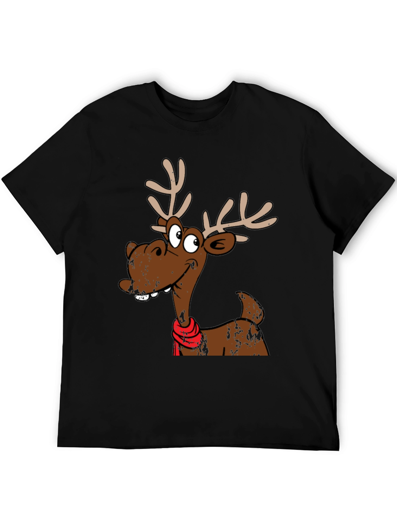 Black Funny Reindeer Graphic T-Shirt - Holiday Style view 5