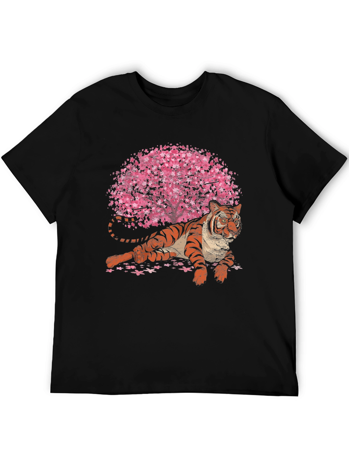 Black Tiger & Cherry Blossom Graphic T-Shirt view 5