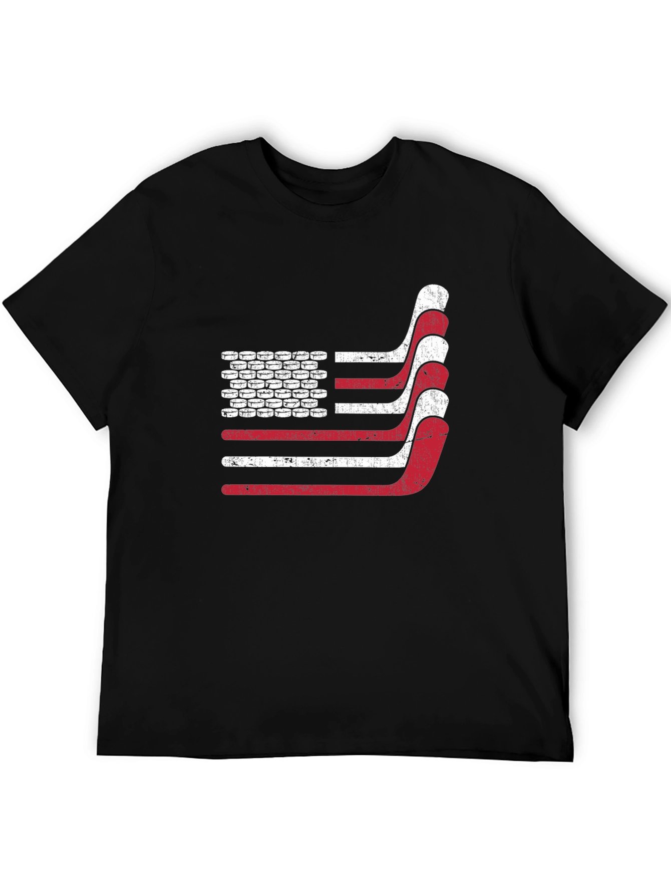 Black Hockey American Flag T-Shirt - Patriotic USA Tee view 5