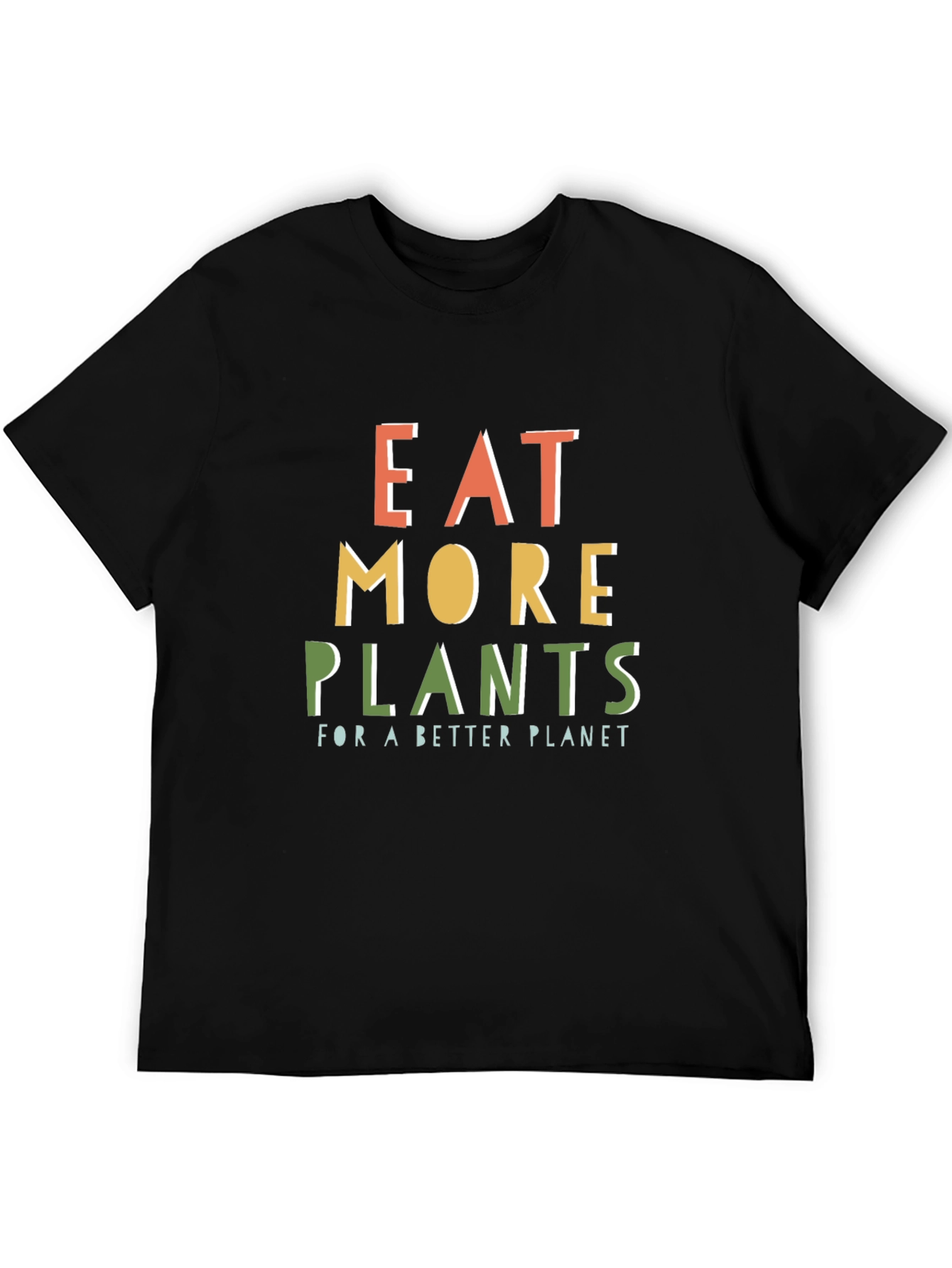 Black Eat More Plants Graphic T-Shirt view 5