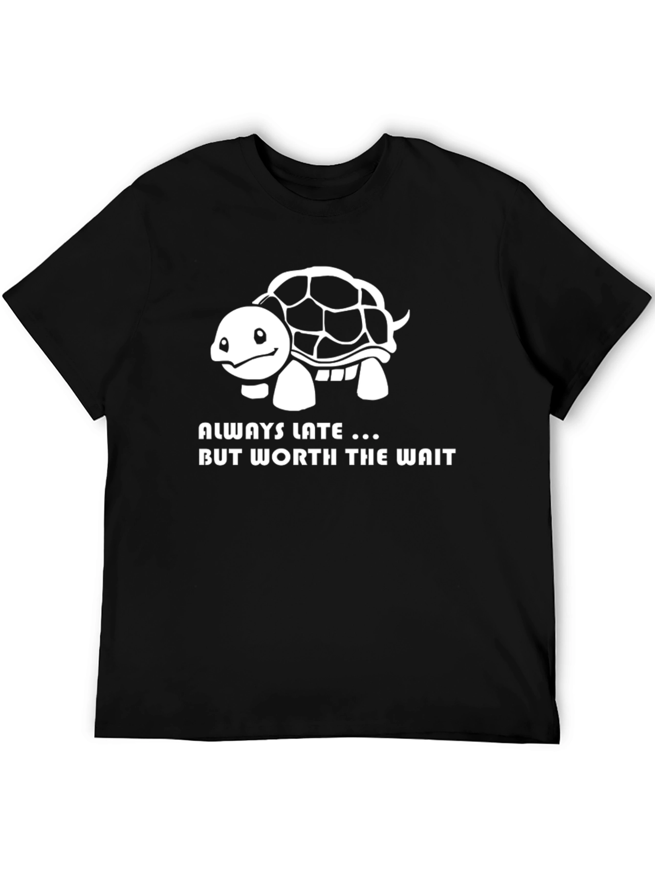 Black Always Late Turtle Graphic T-Shirt - Cute & Funny view 5