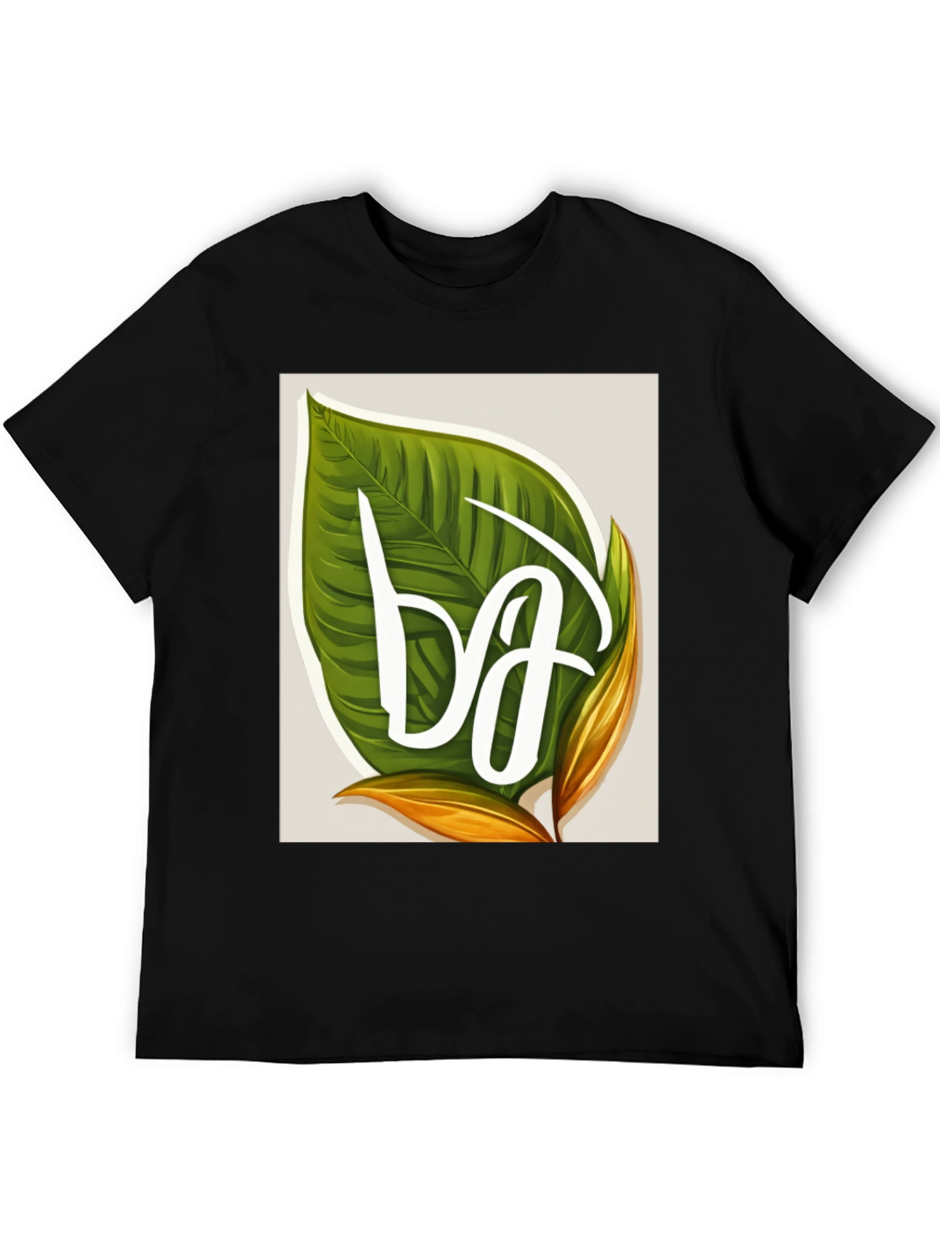 Black Leaf Letter T-Shirt - Tropical Style view 5