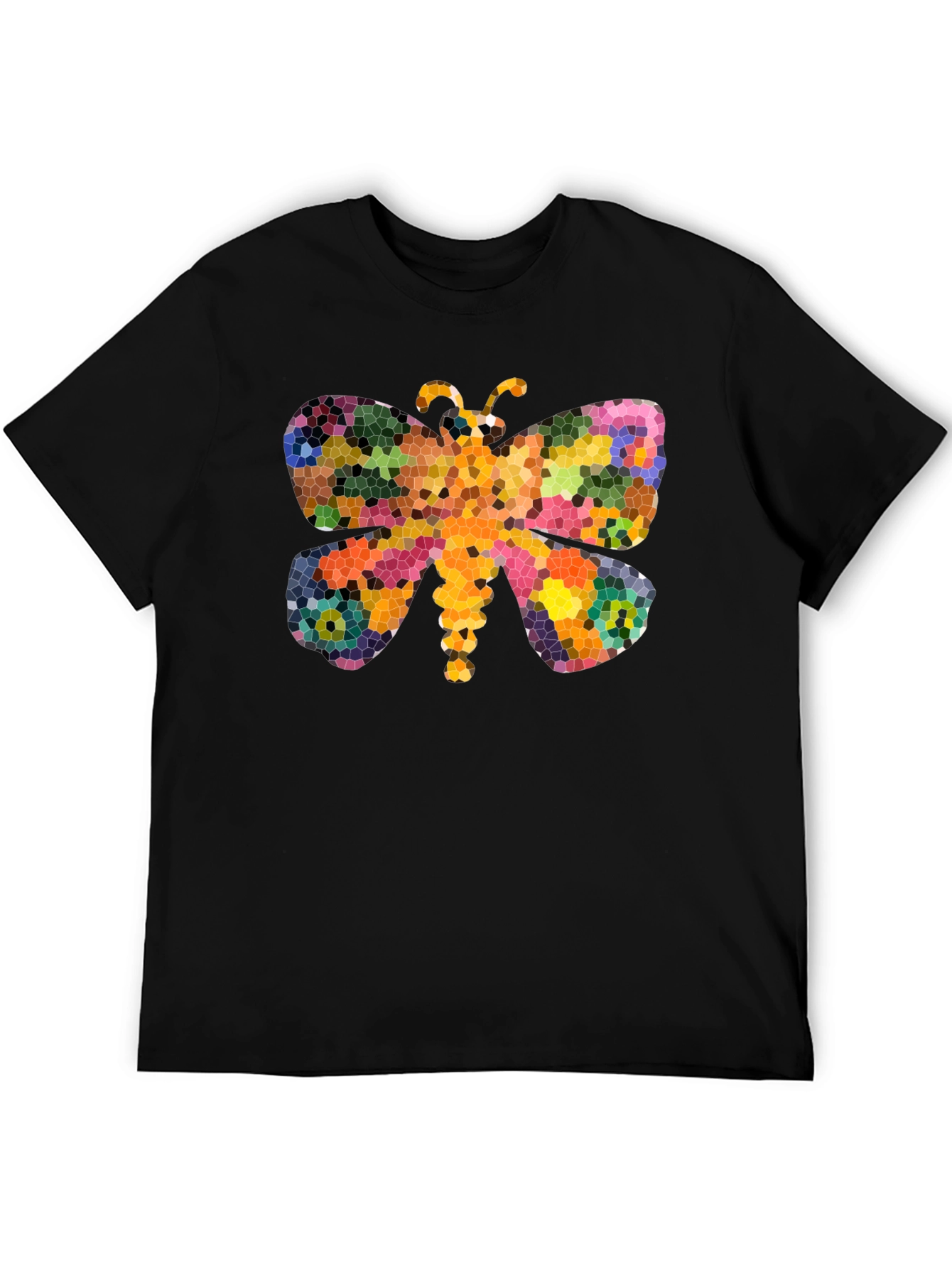 Black Butterfly Mosaic T-Shirt - Colorful Graphic Tee view 5