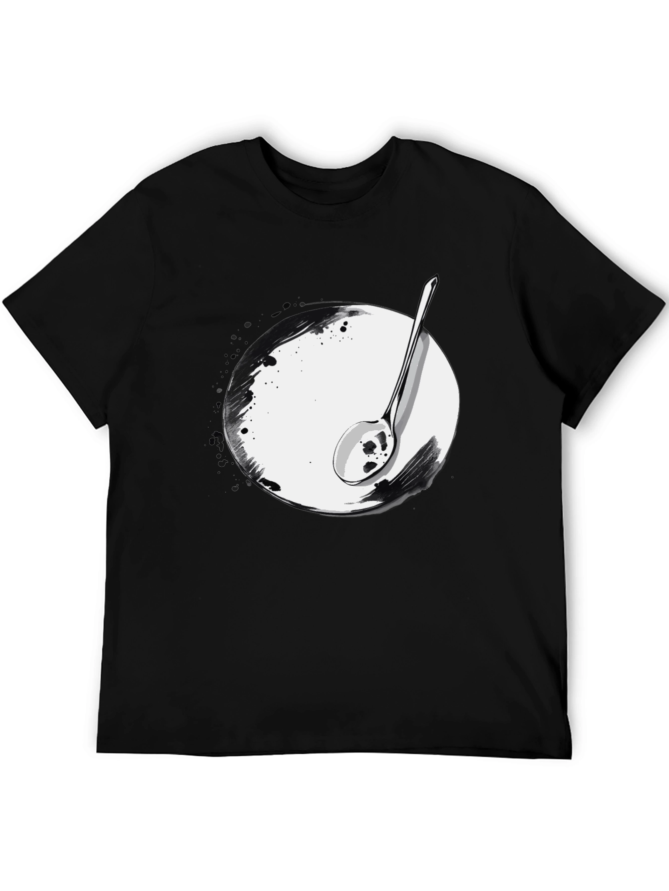 Black Spoon & Plate Graphic Tee - Modern Art Shirt view 5