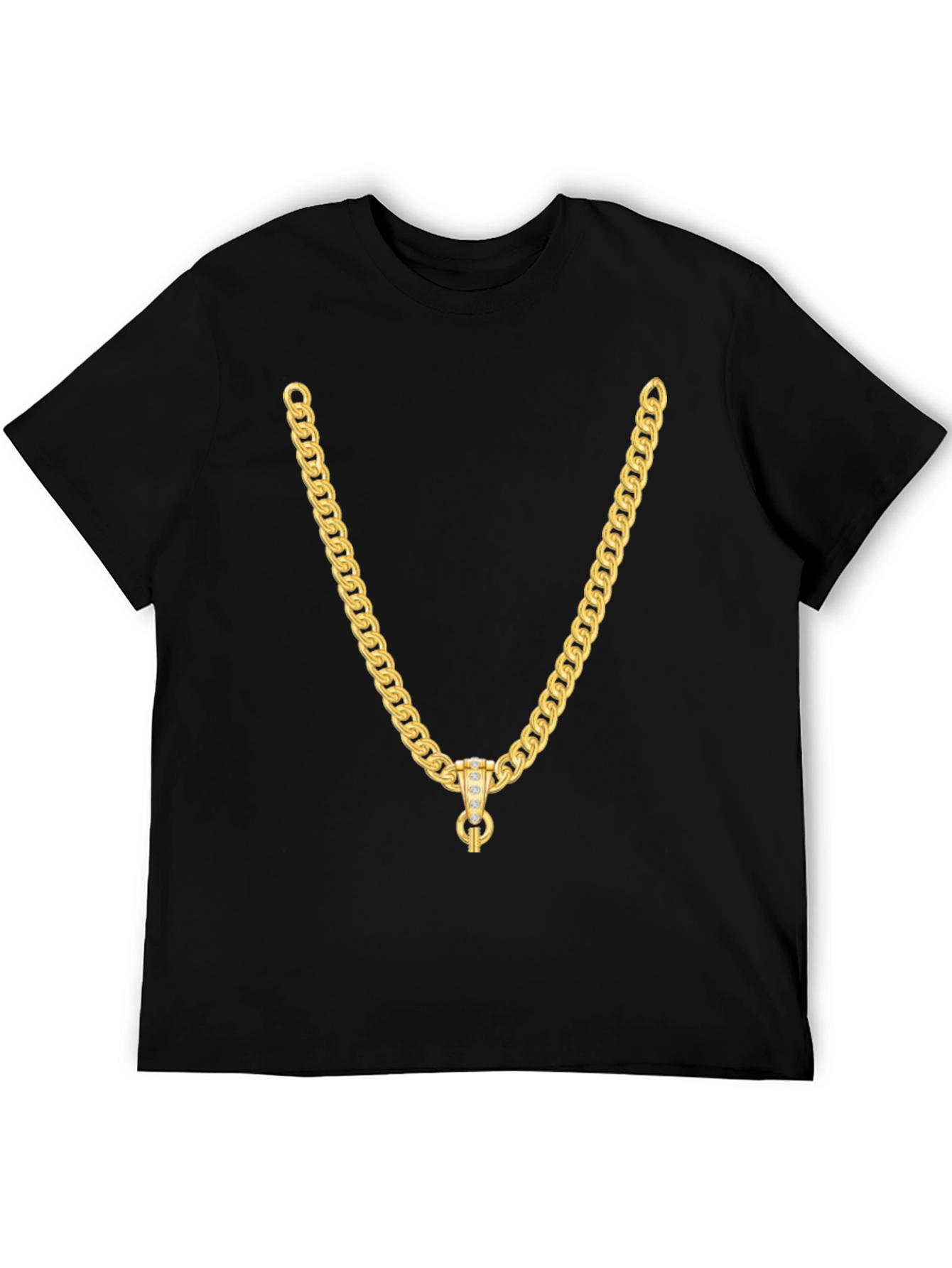 Black Gold Chain Graphic Black T-Shirt view 5