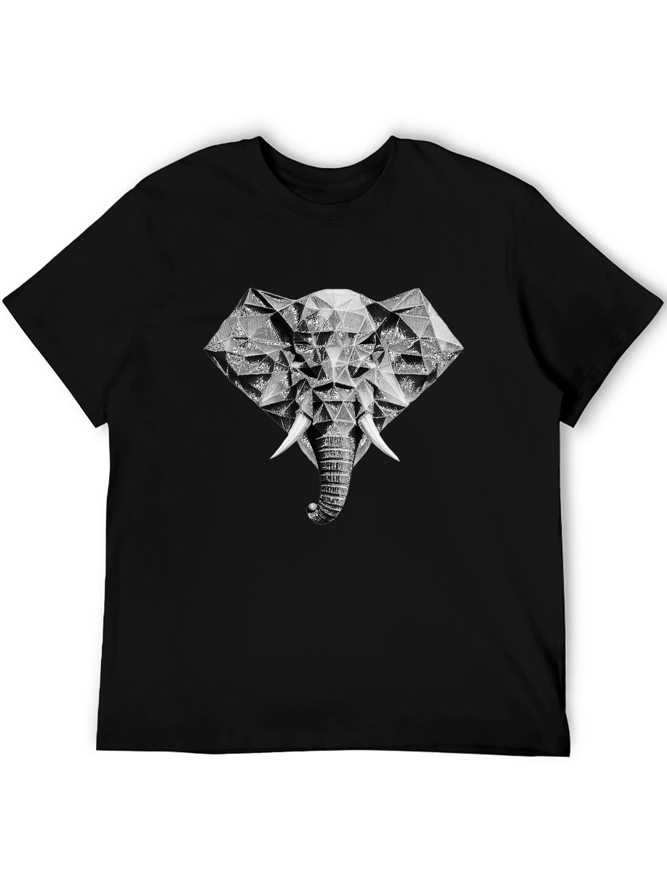 Black Geometric Elephant Graphic Tee - Black view 5