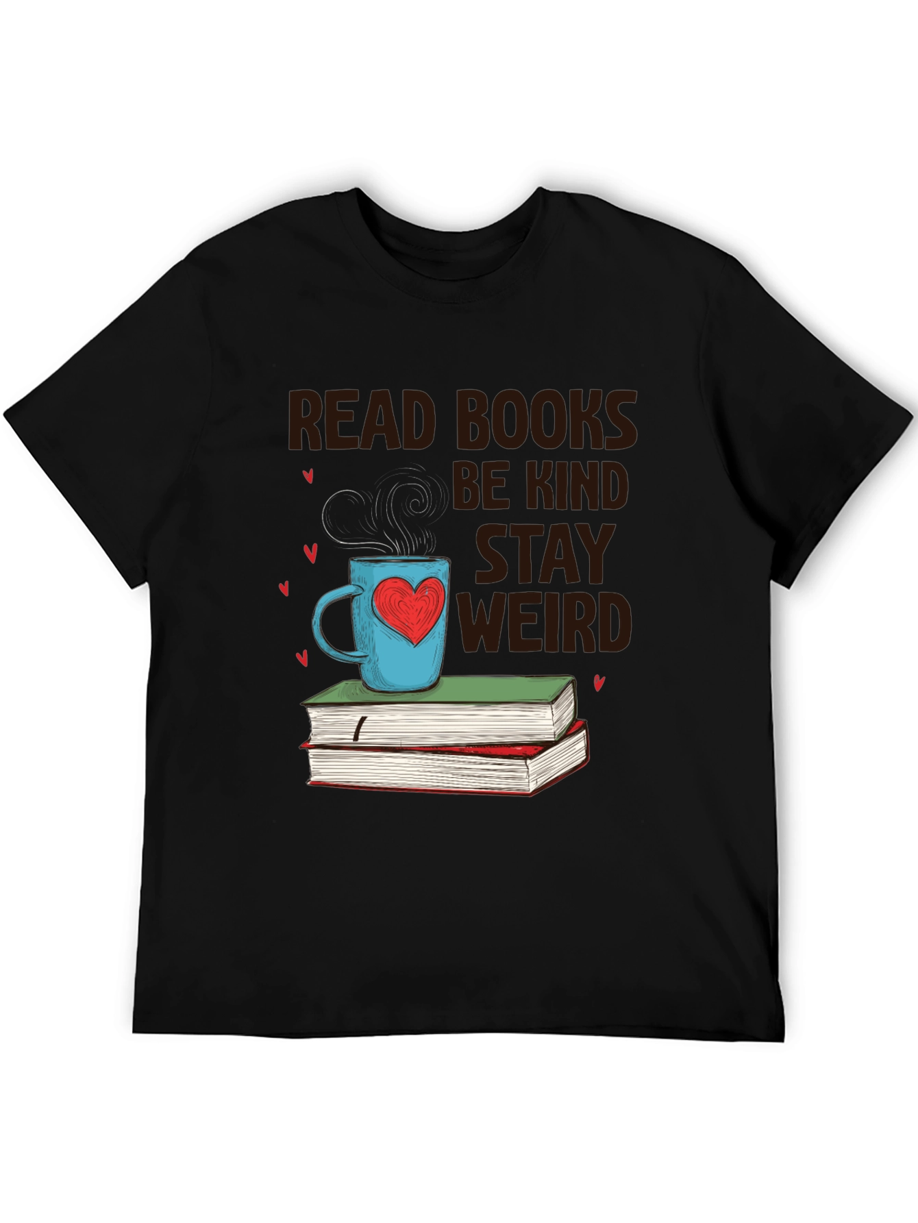 Black Read Books Be Kind Stay Weird T-Shirt view 5
